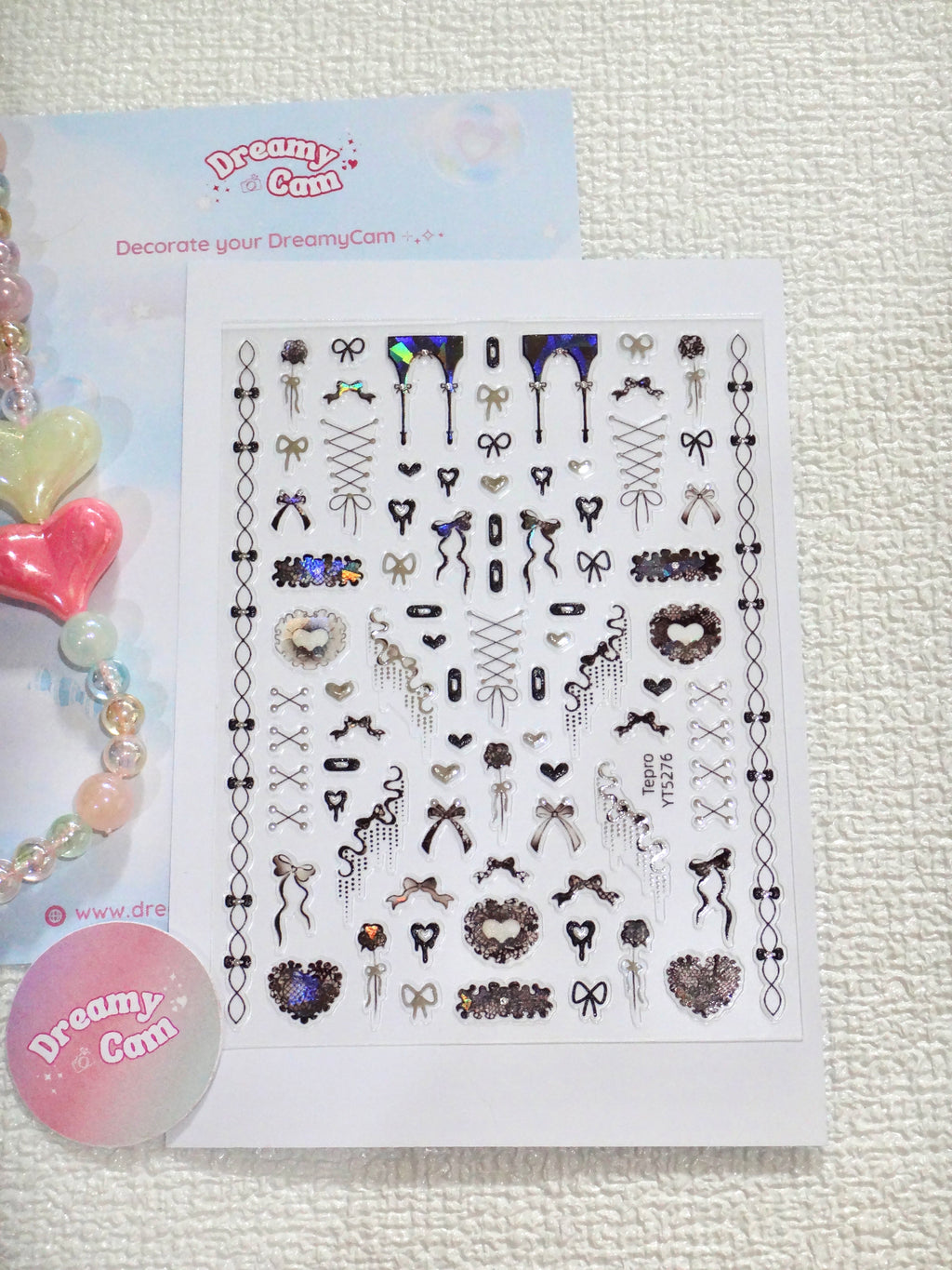 5D Digital Camera Stickers - Bow & Hearts