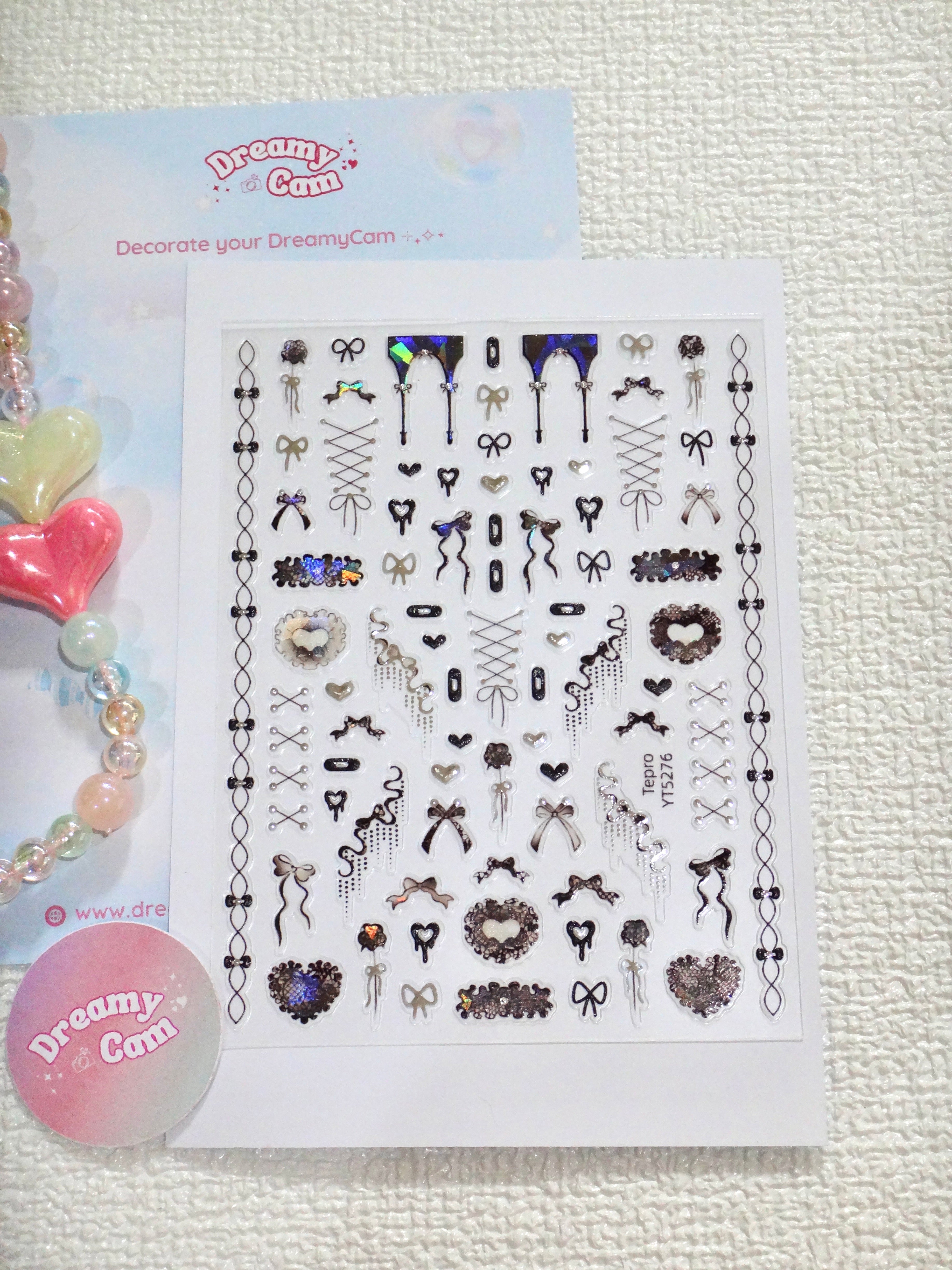 5D Digital Camera Stickers - Bow & Hearts