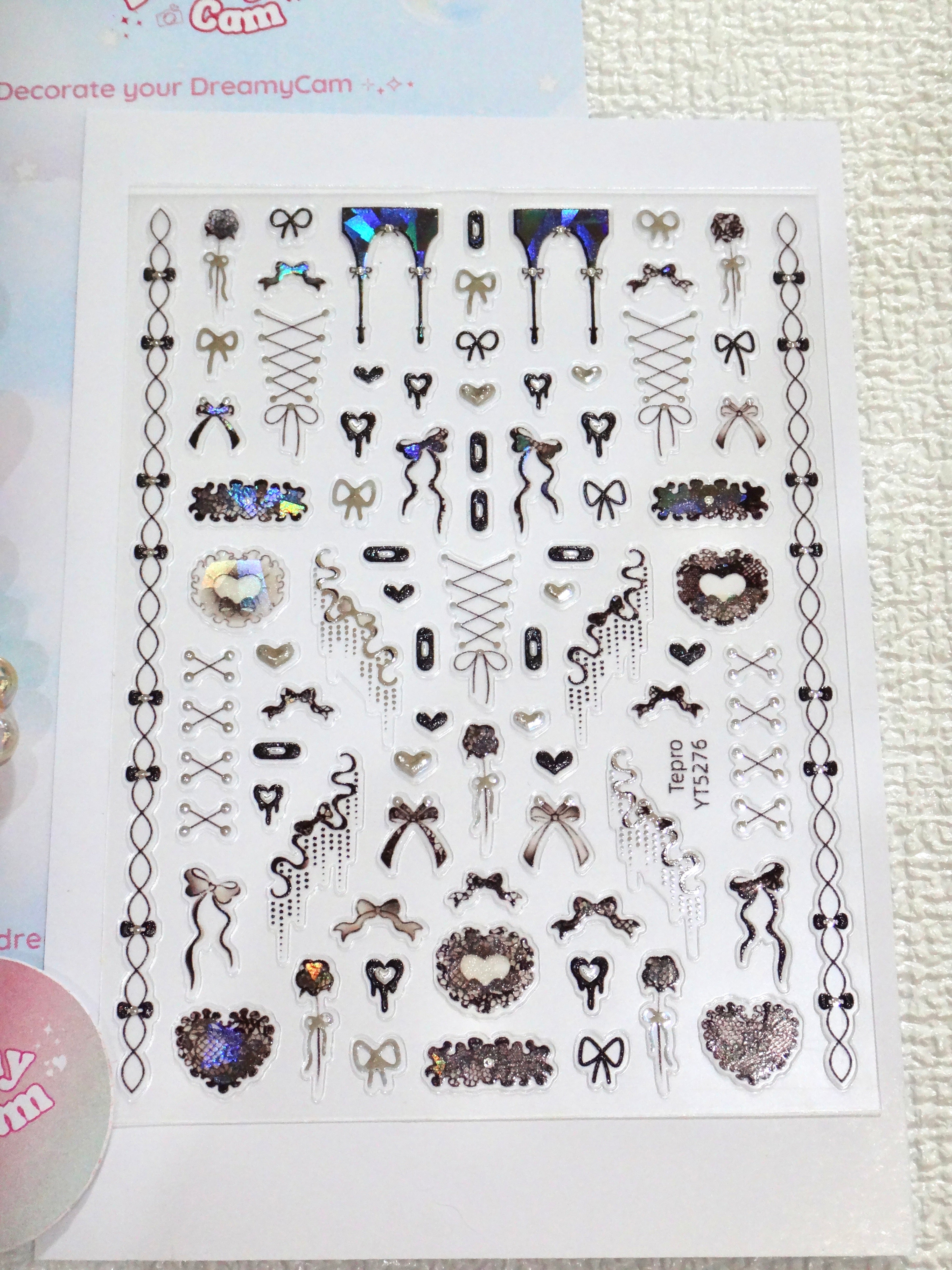 5D Digital Camera Stickers - Bow & Hearts