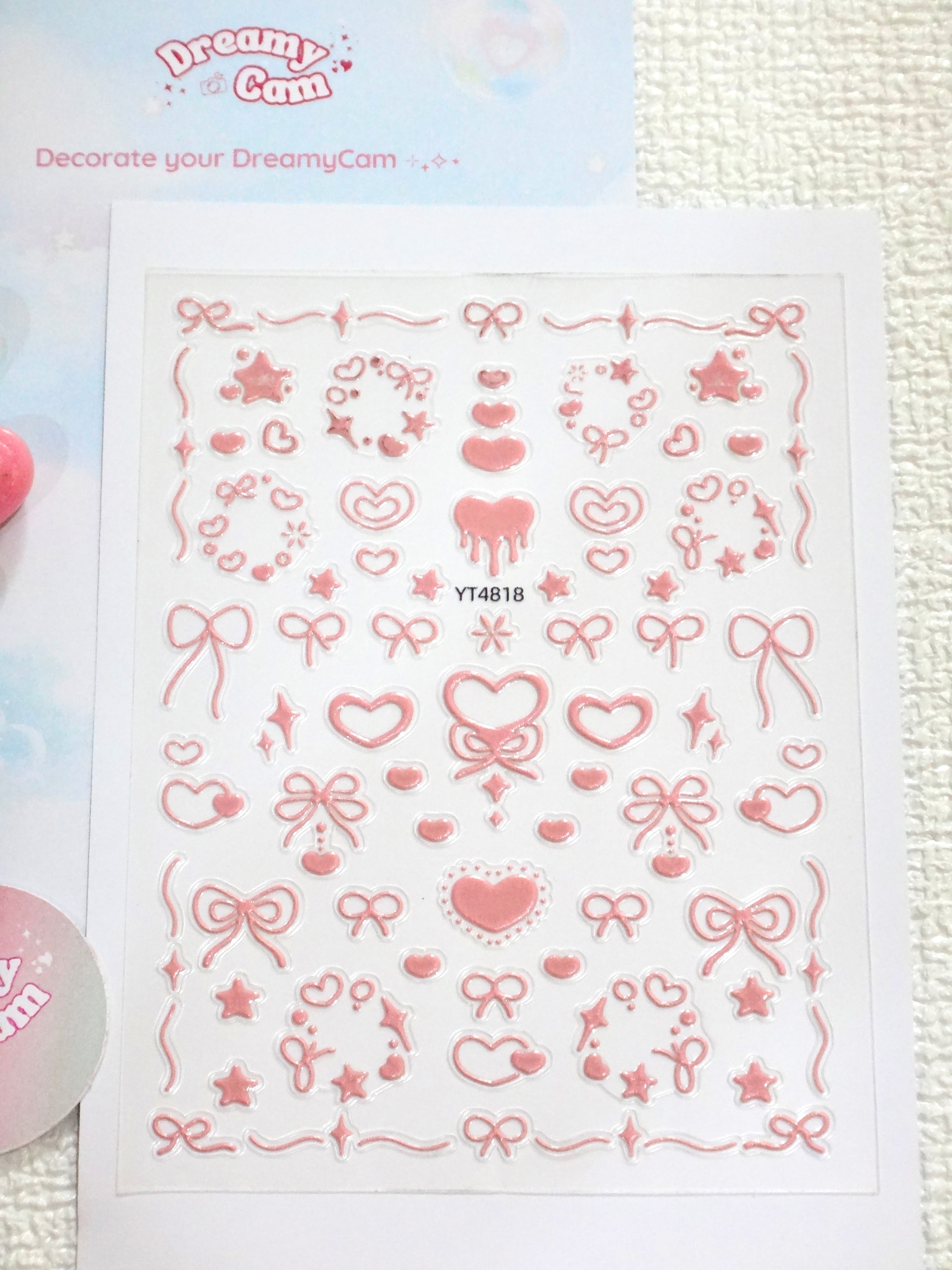 5D Digital Camera Stickers - Bow & Hearts