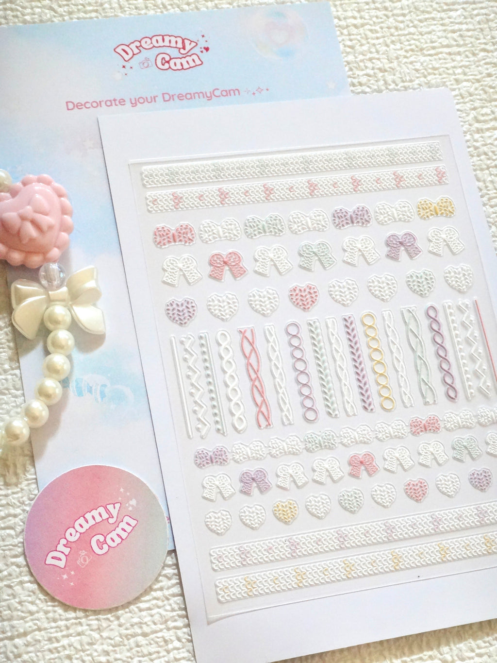 5D Digital Camera Stickers - Bow & Hearts