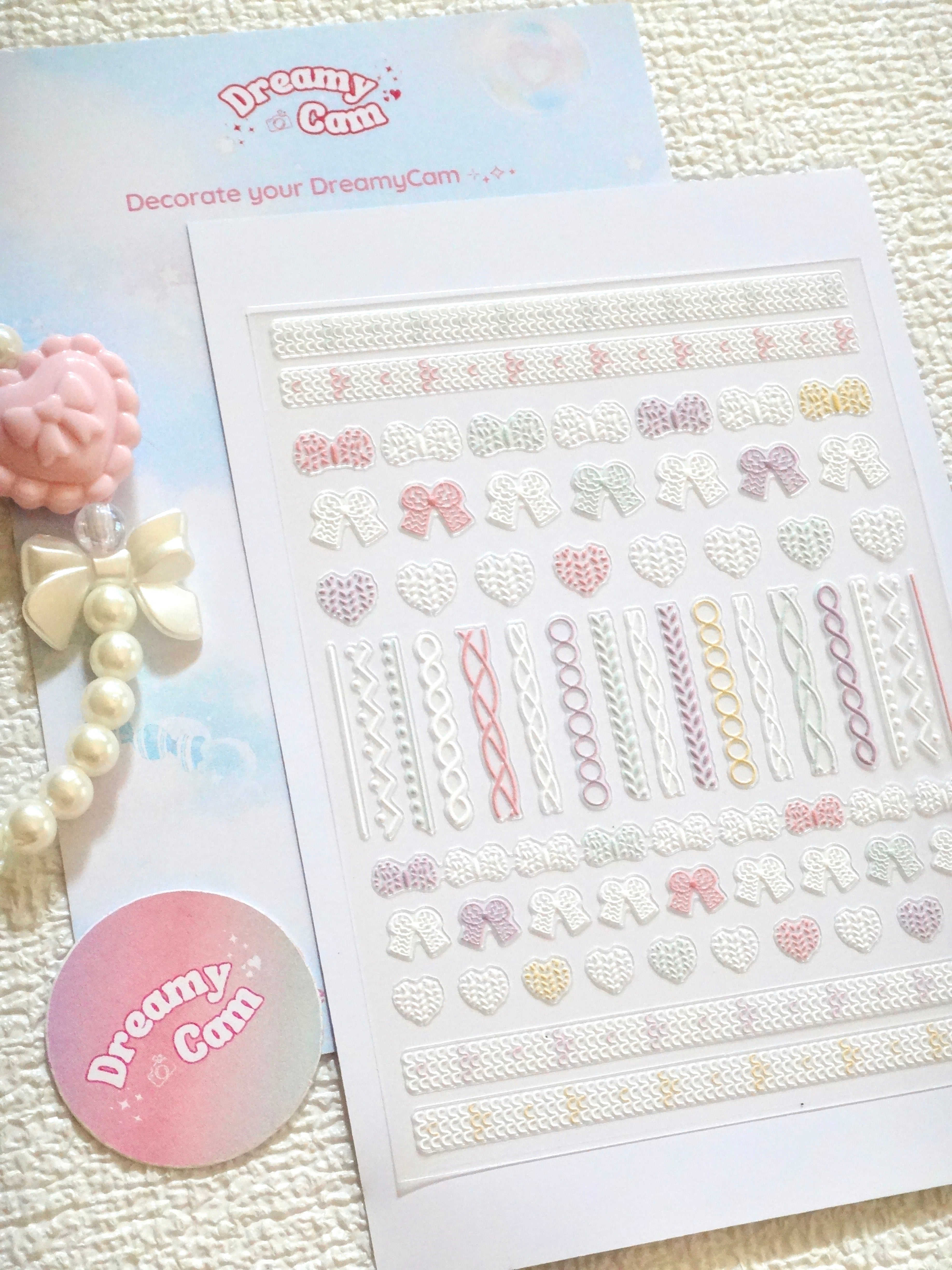 5D Digital Camera Stickers - Bow & Hearts
