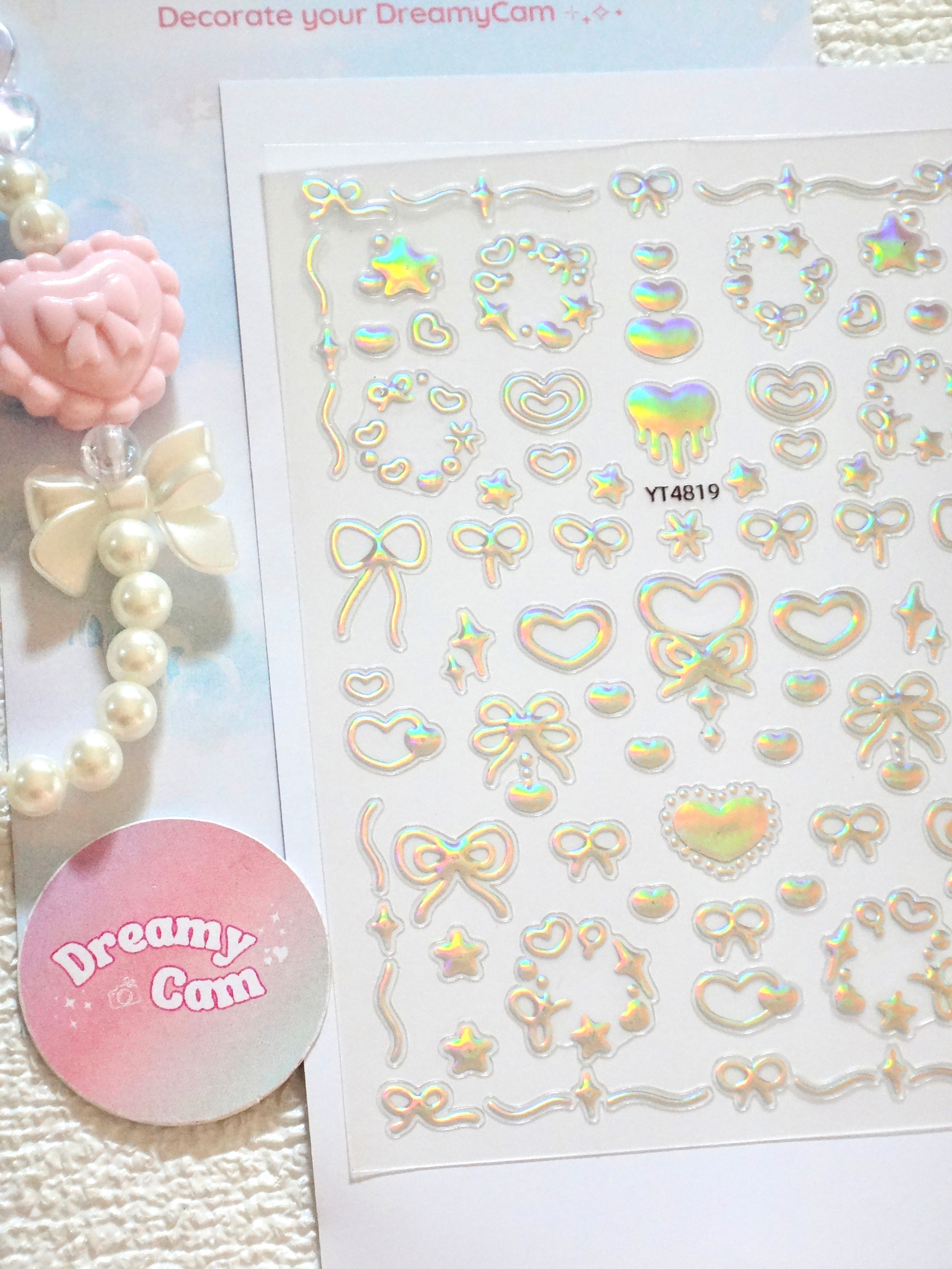 5D Digital Camera Stickers - Bow & Hearts