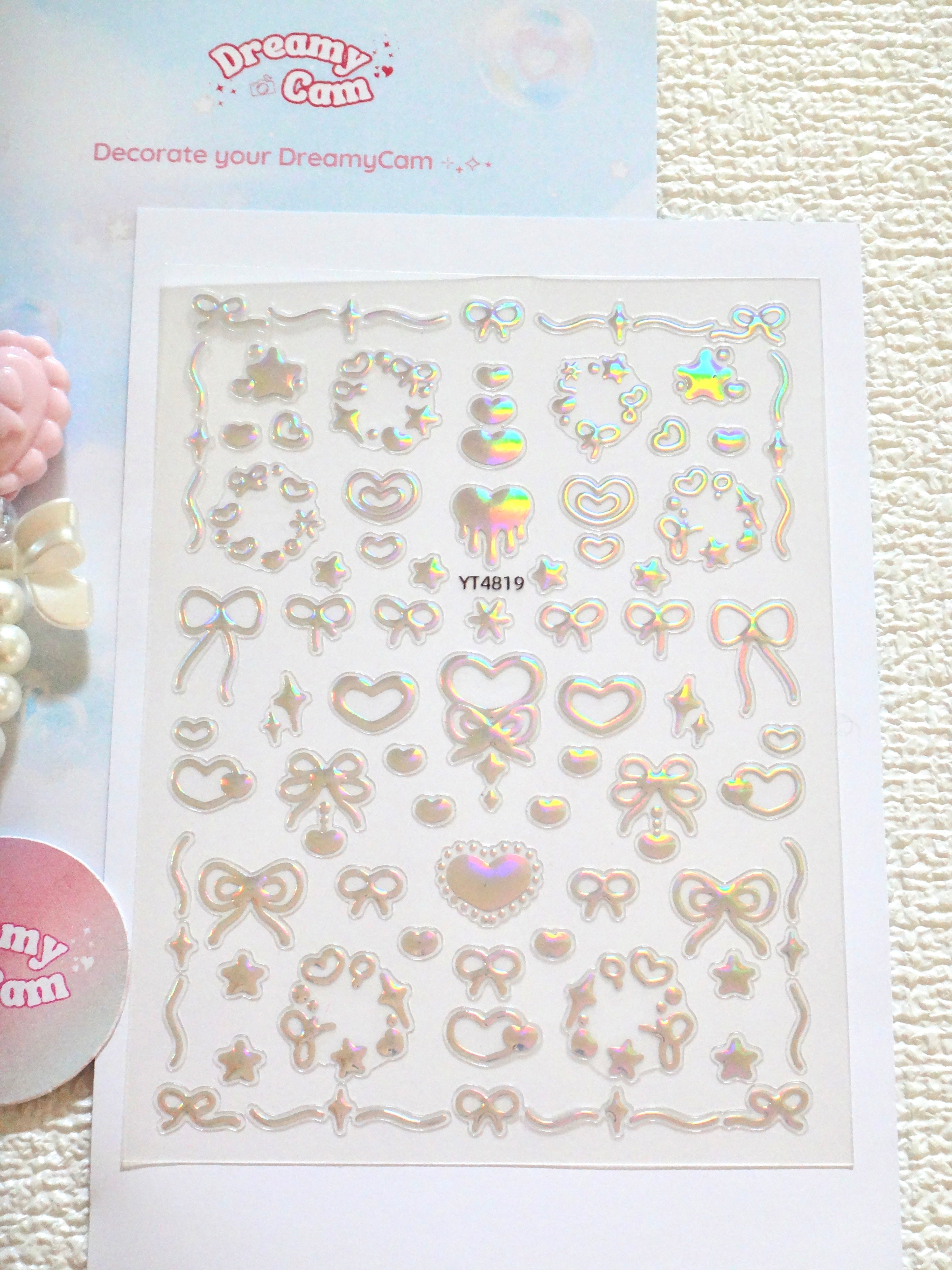 5D Digital Camera Stickers - Bow & Hearts
