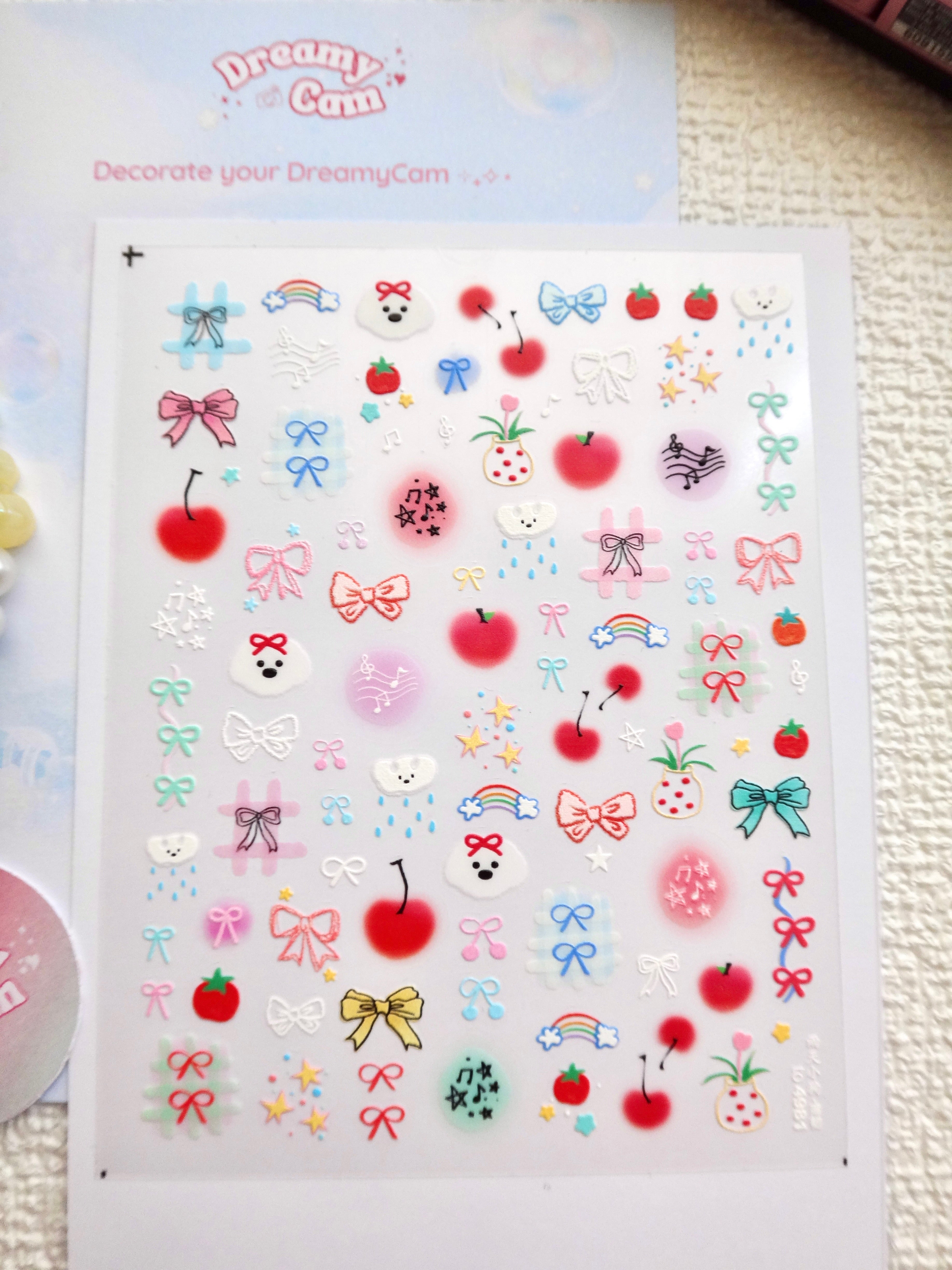 5D Digital Camera Stickers - Bow & Hearts