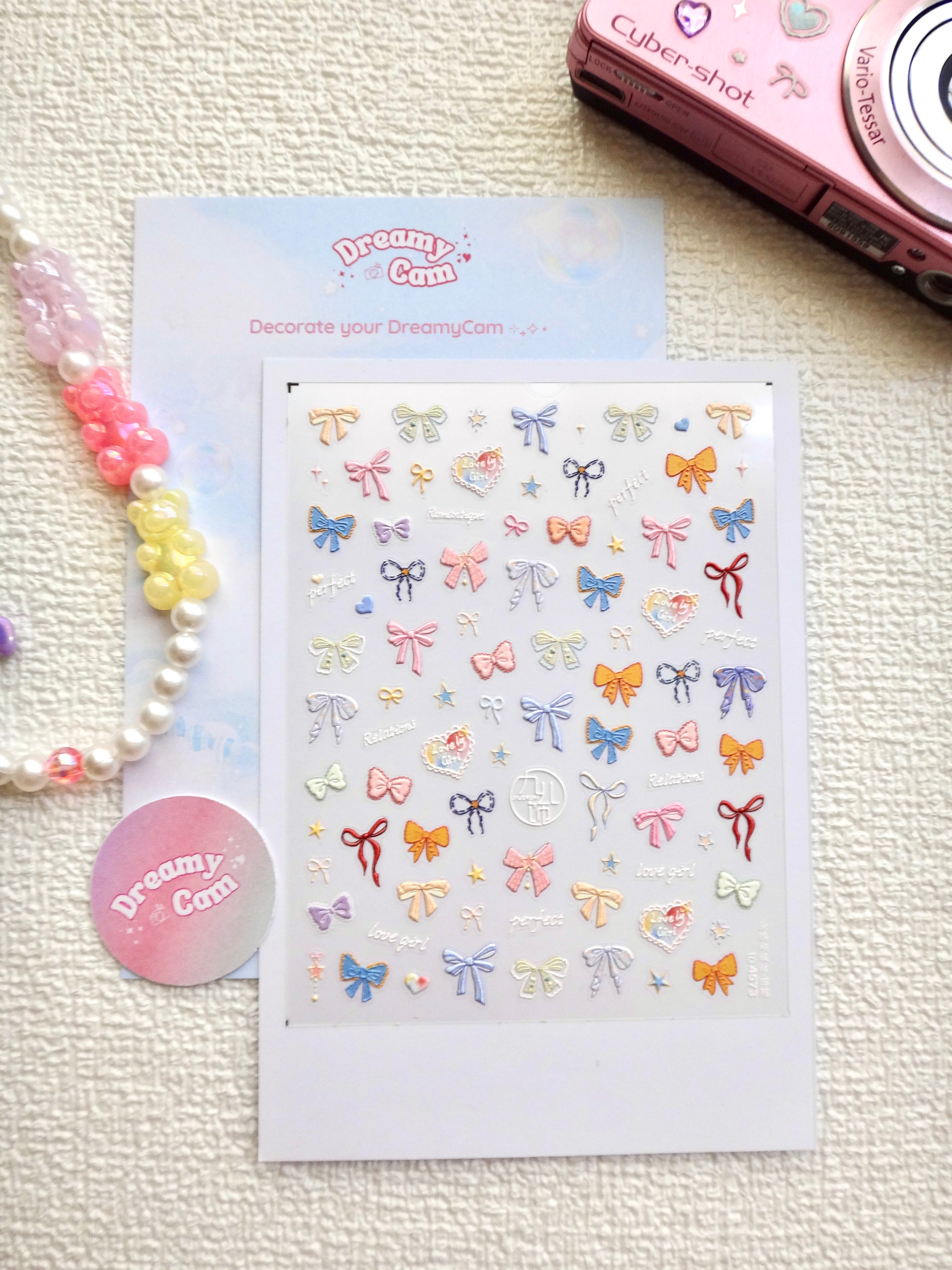 5D Digital Camera Stickers - Bow & Hearts