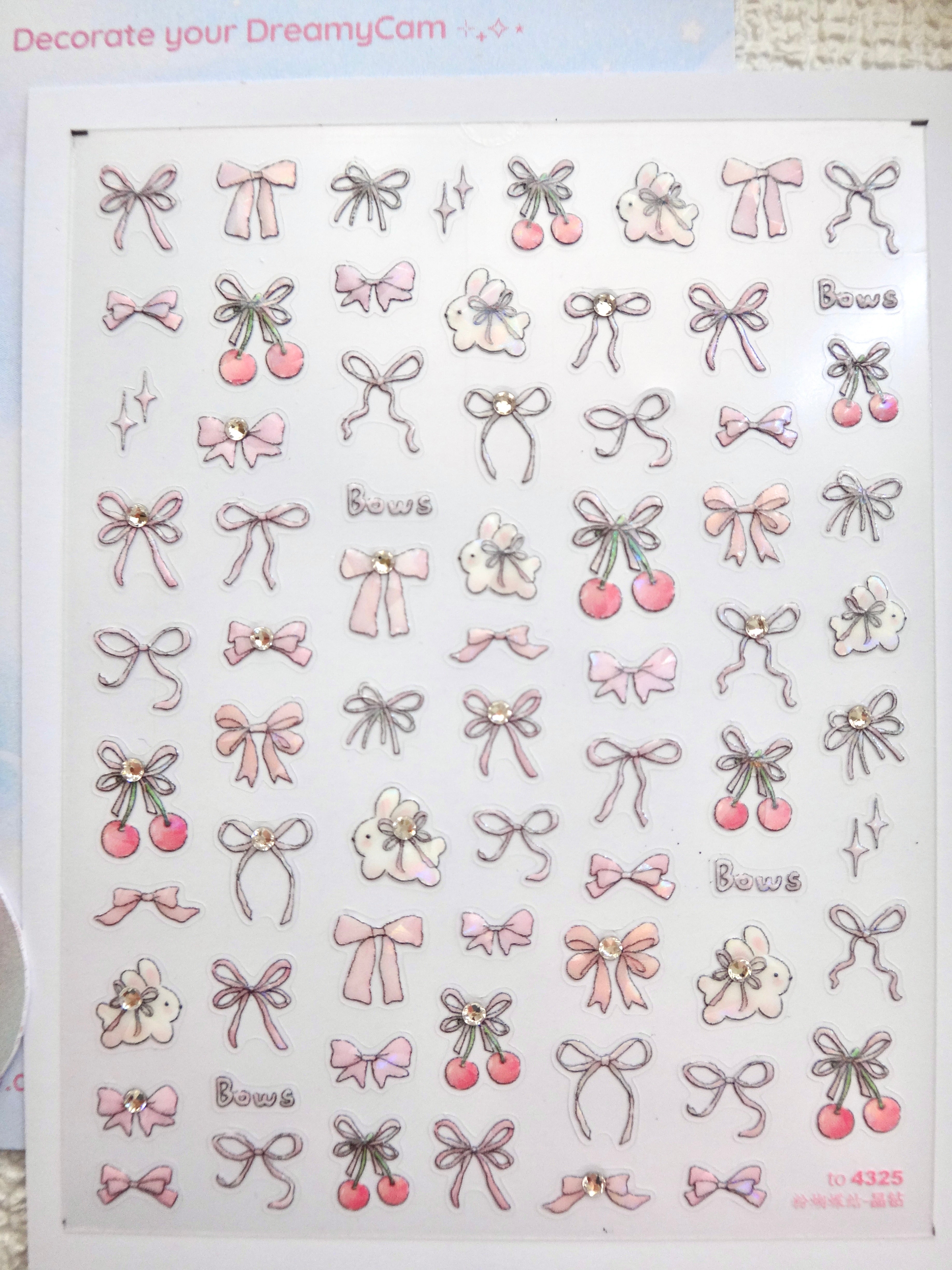5D Digital Camera Stickers - Bow & Hearts