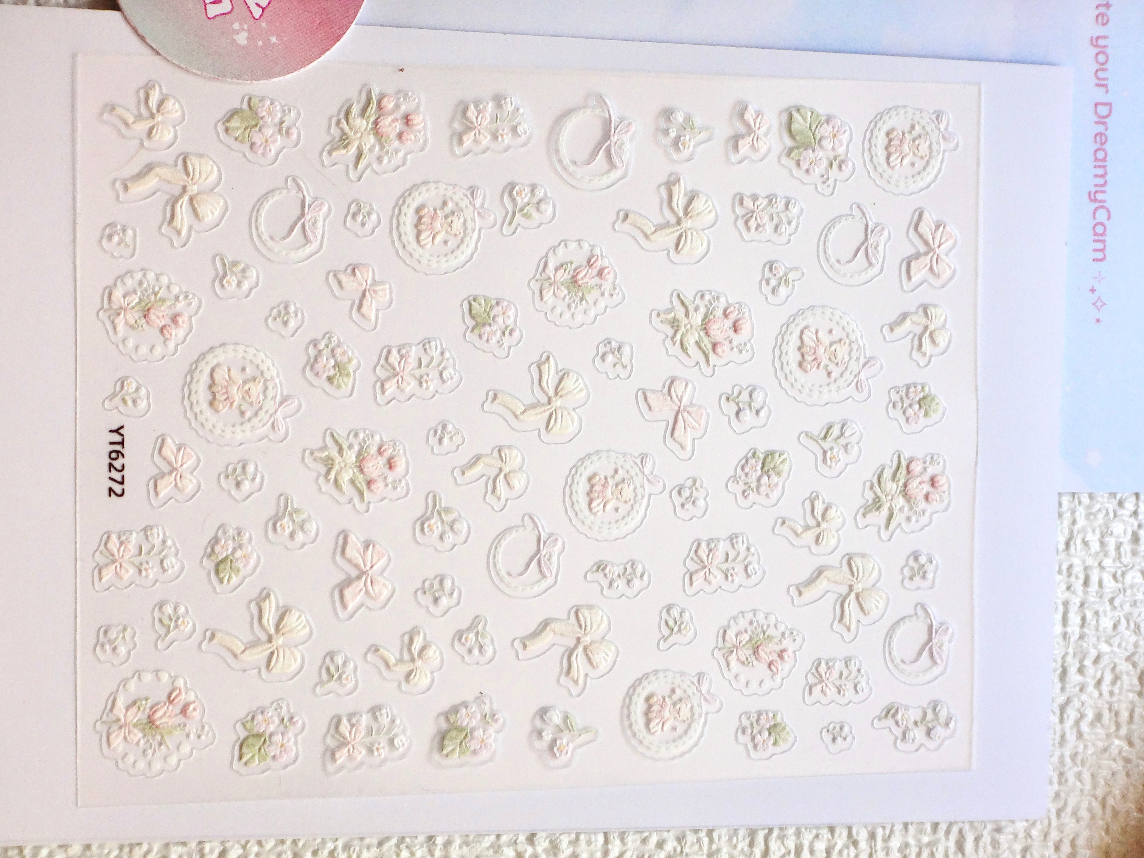 5D Camera Stickers – Bow & Hearts - Coquette Soft Pink