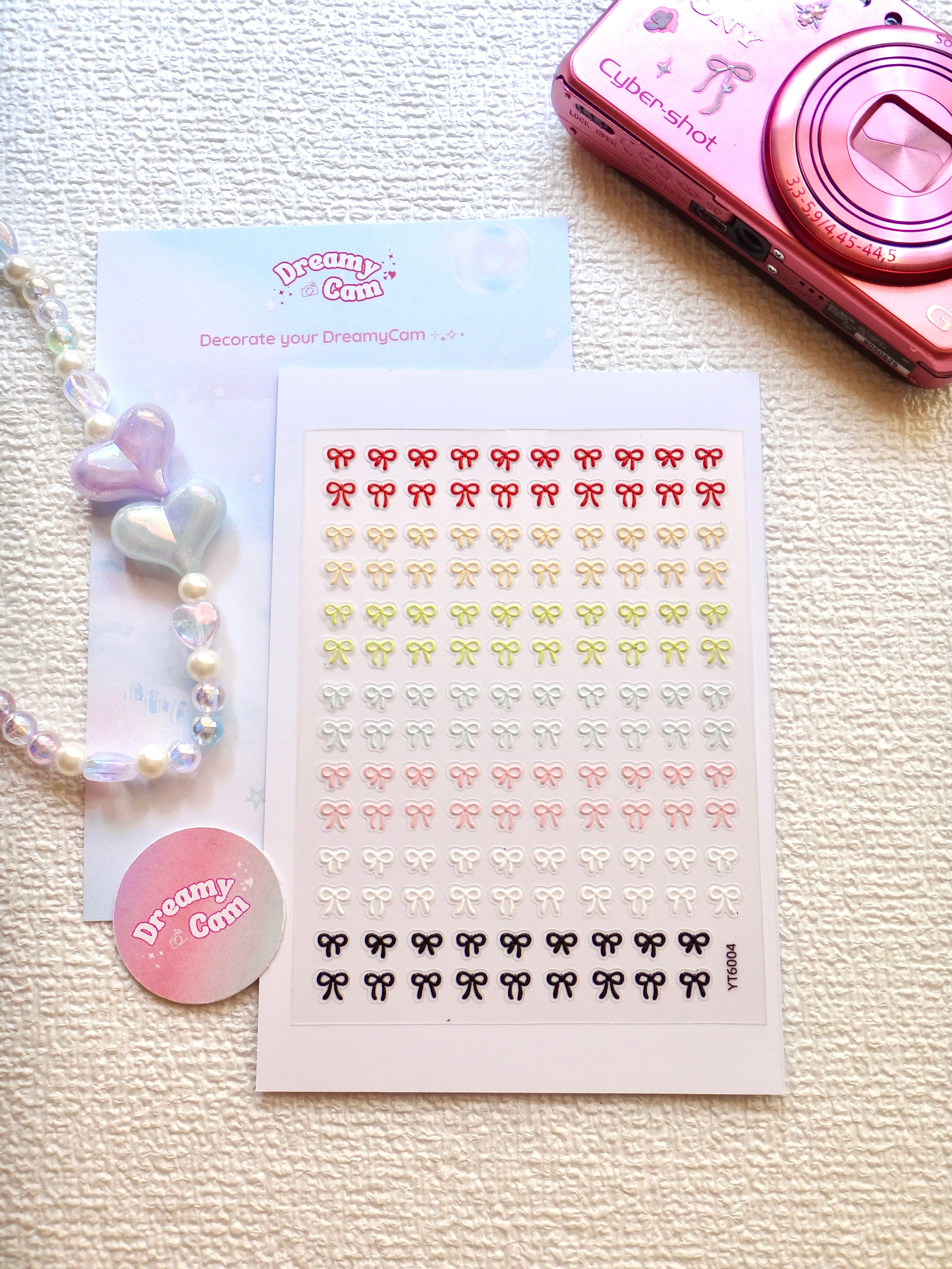 5D Camera Stickers – Bow & Hearts - Multicolor bow