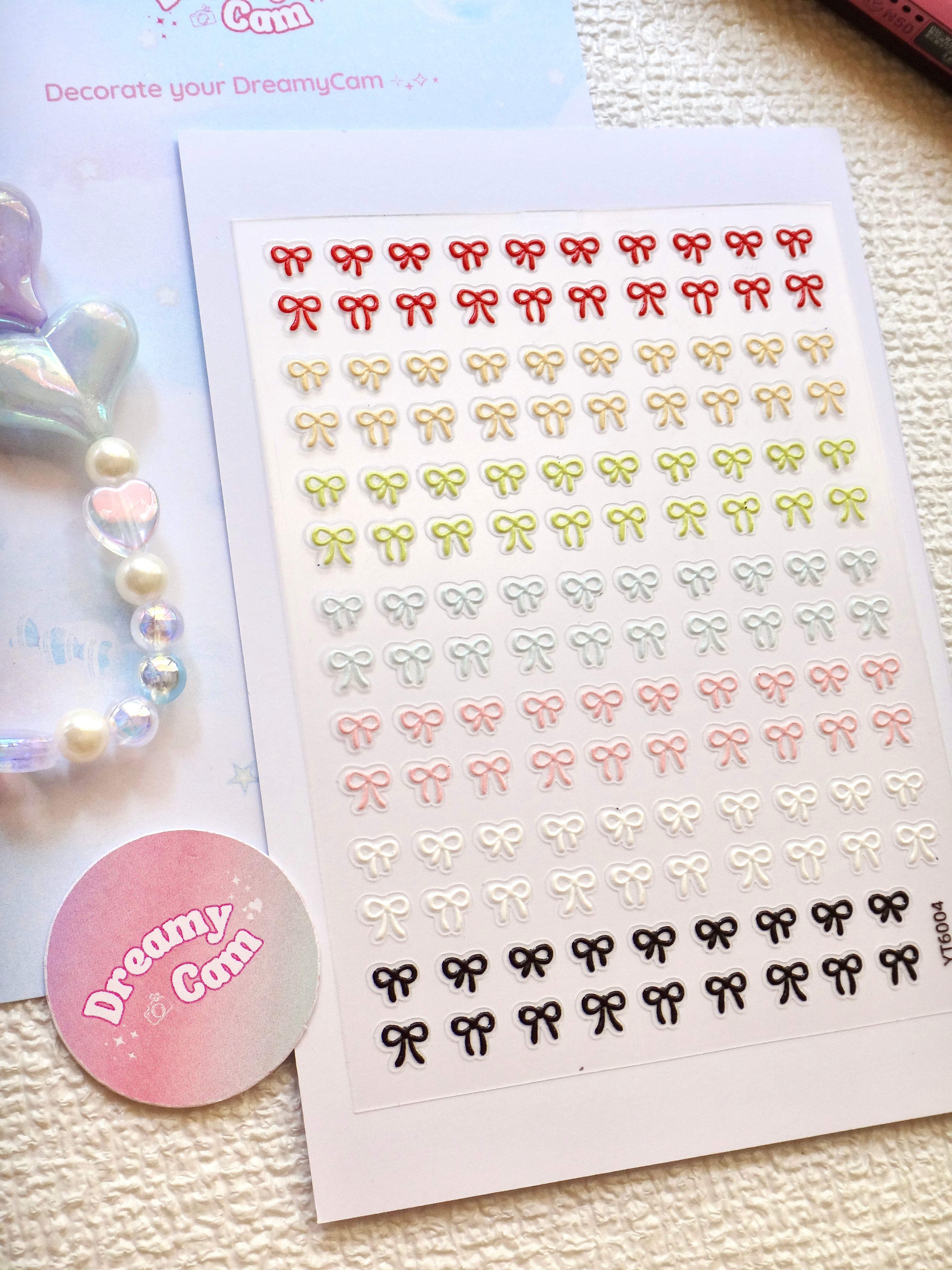 5D Camera Stickers – Bow & Hearts - Multicolor bow
