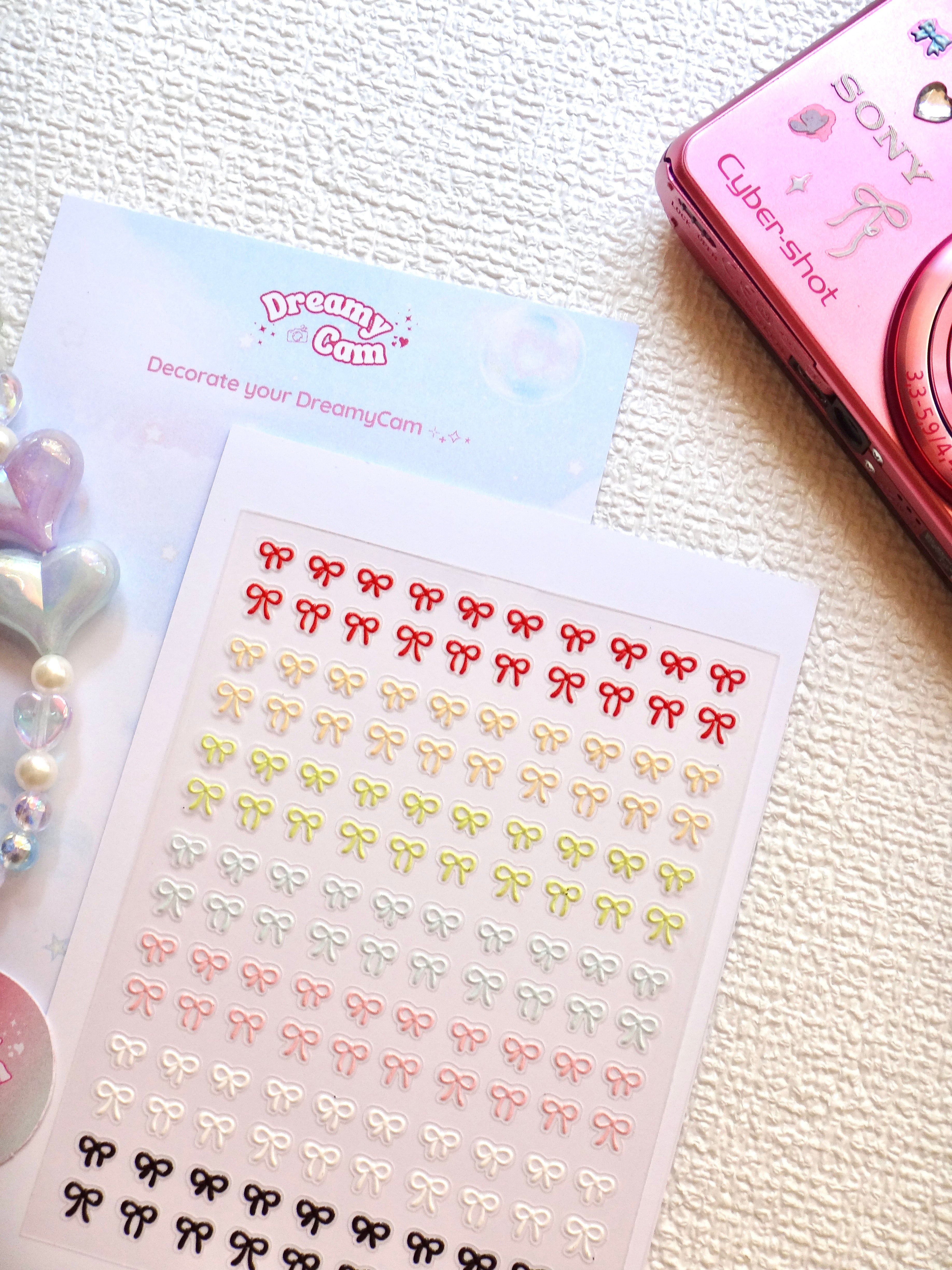 5D Camera Stickers – Bow & Hearts - Multicolor bow