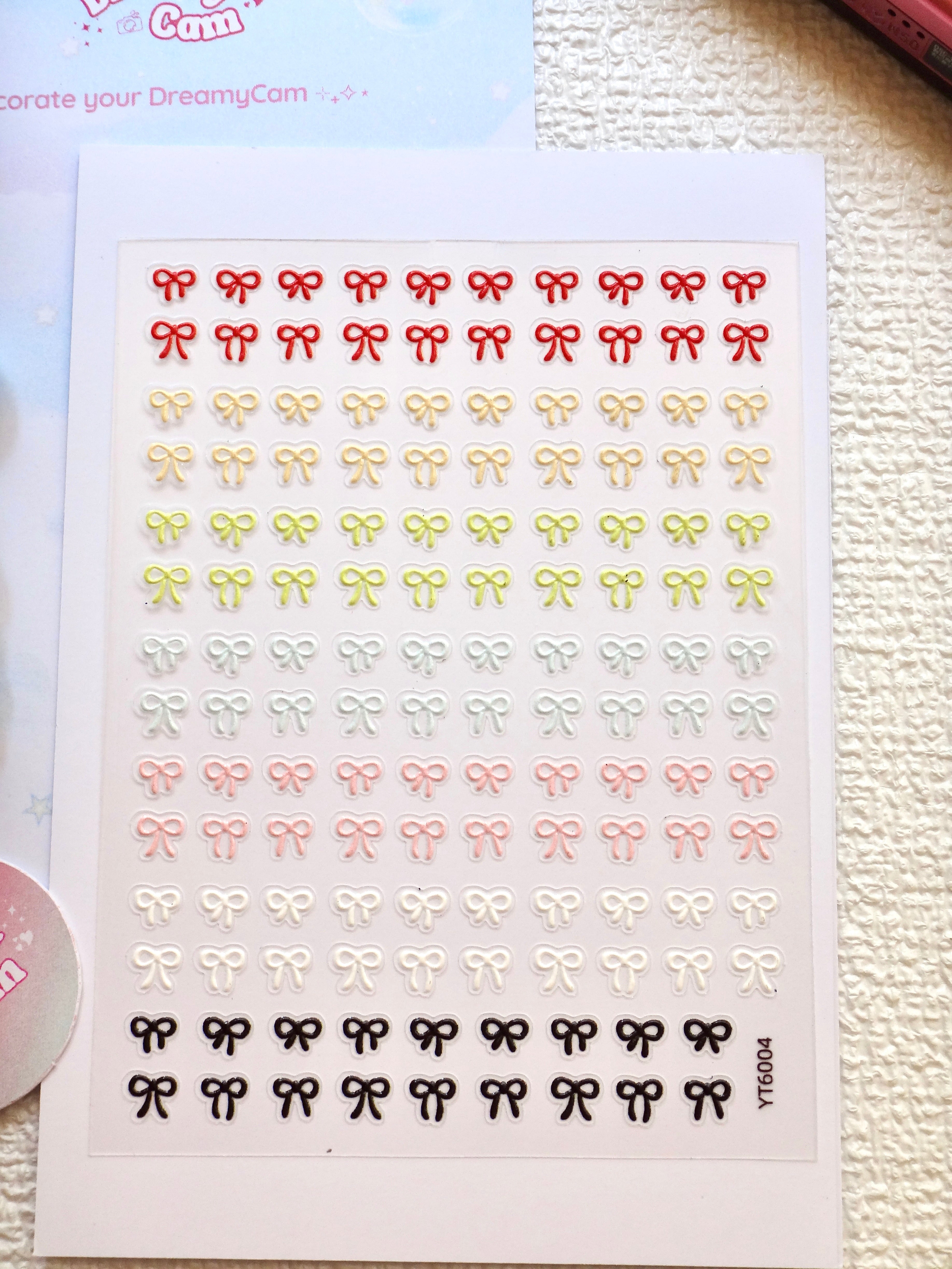 5D Camera Stickers – Bow & Hearts - Multicolor bow