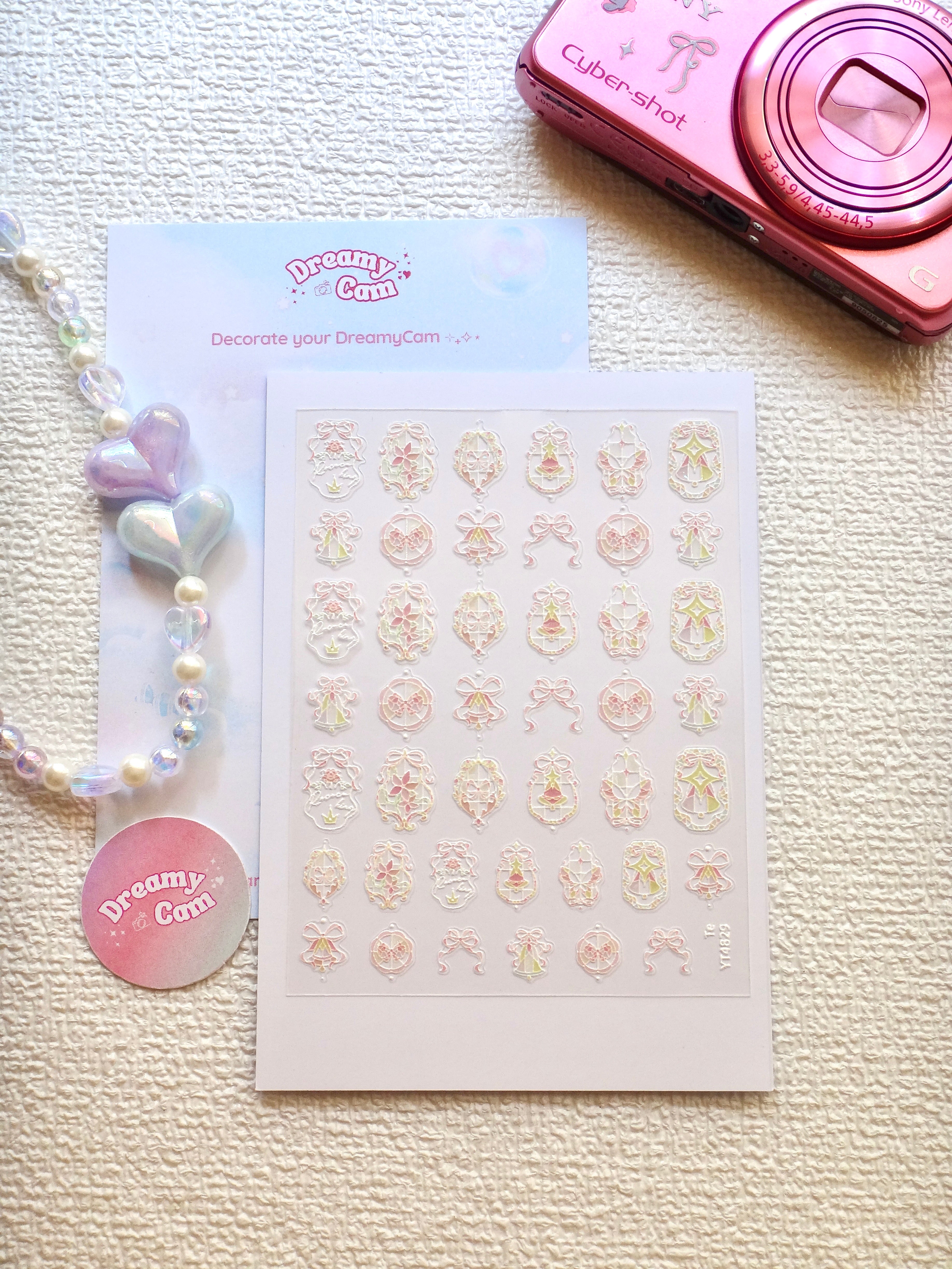 5D Camera Stickers – Bow & Hearts - Glass Bow