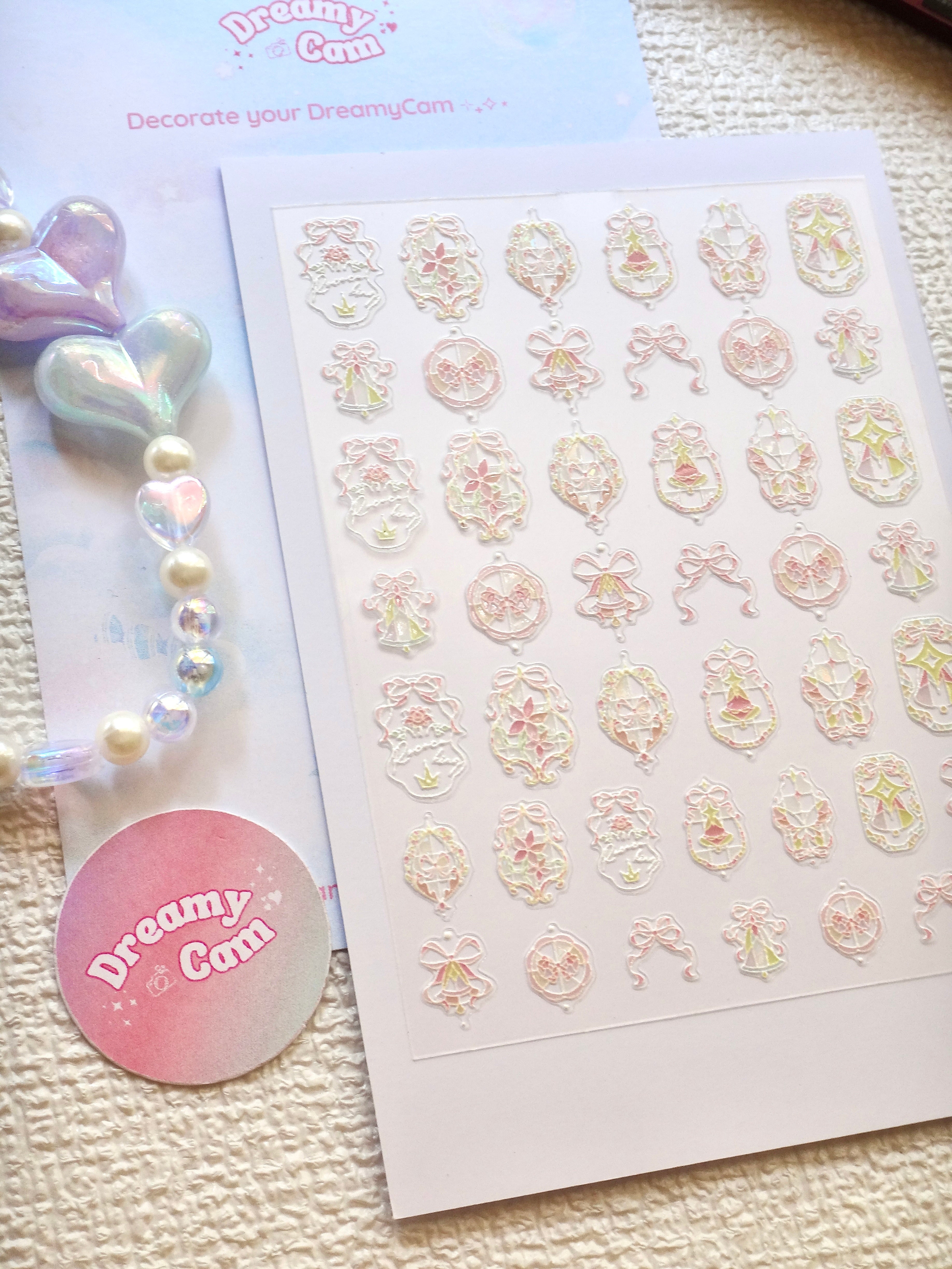 5D Camera Stickers – Bow & Hearts - Glass Bow