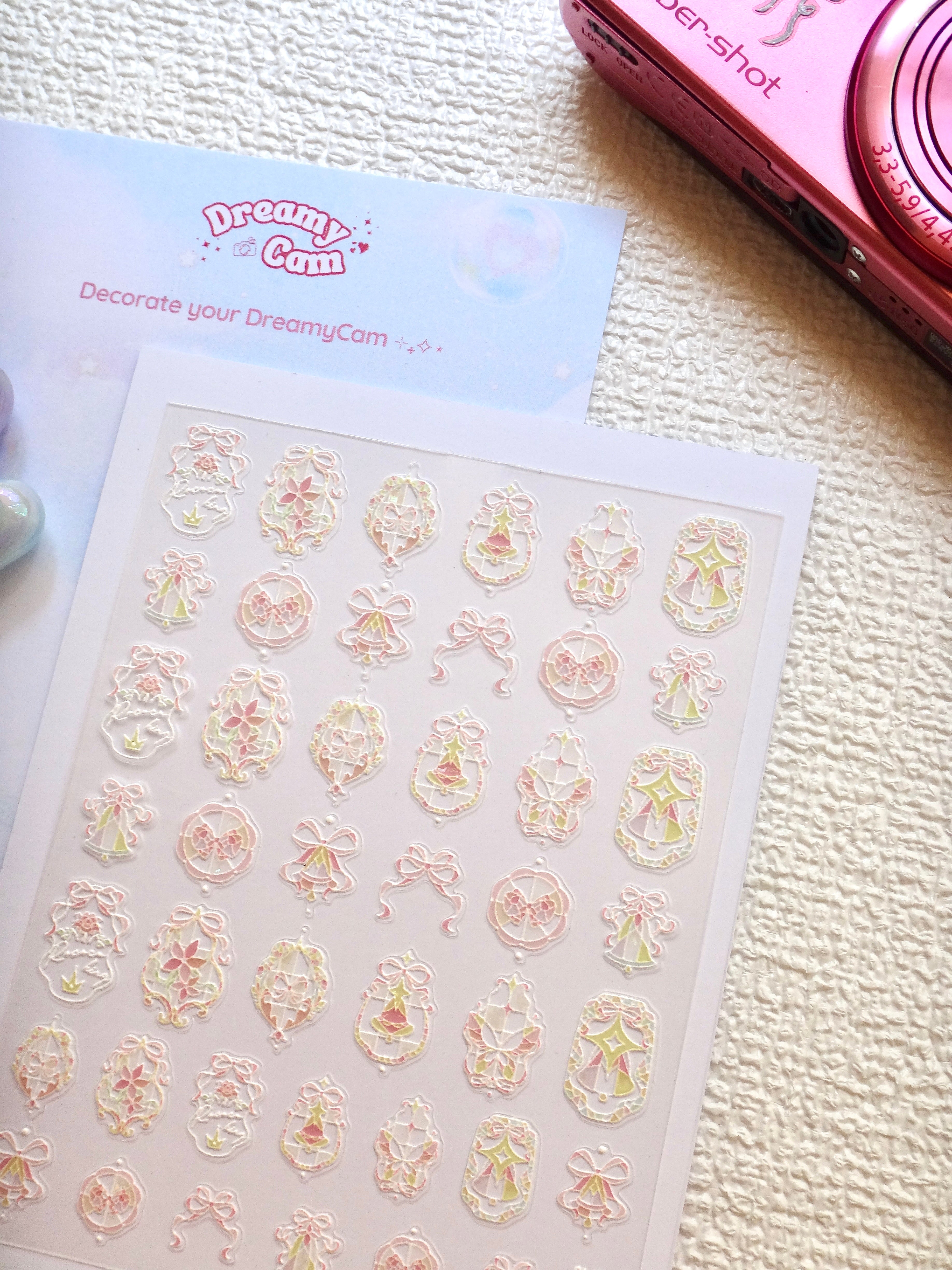 5D Camera Stickers – Bow & Hearts - Glass Bow