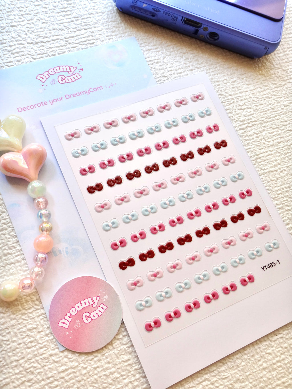 5D Camera Stickers – Bow & Hearts - Kitty Bow