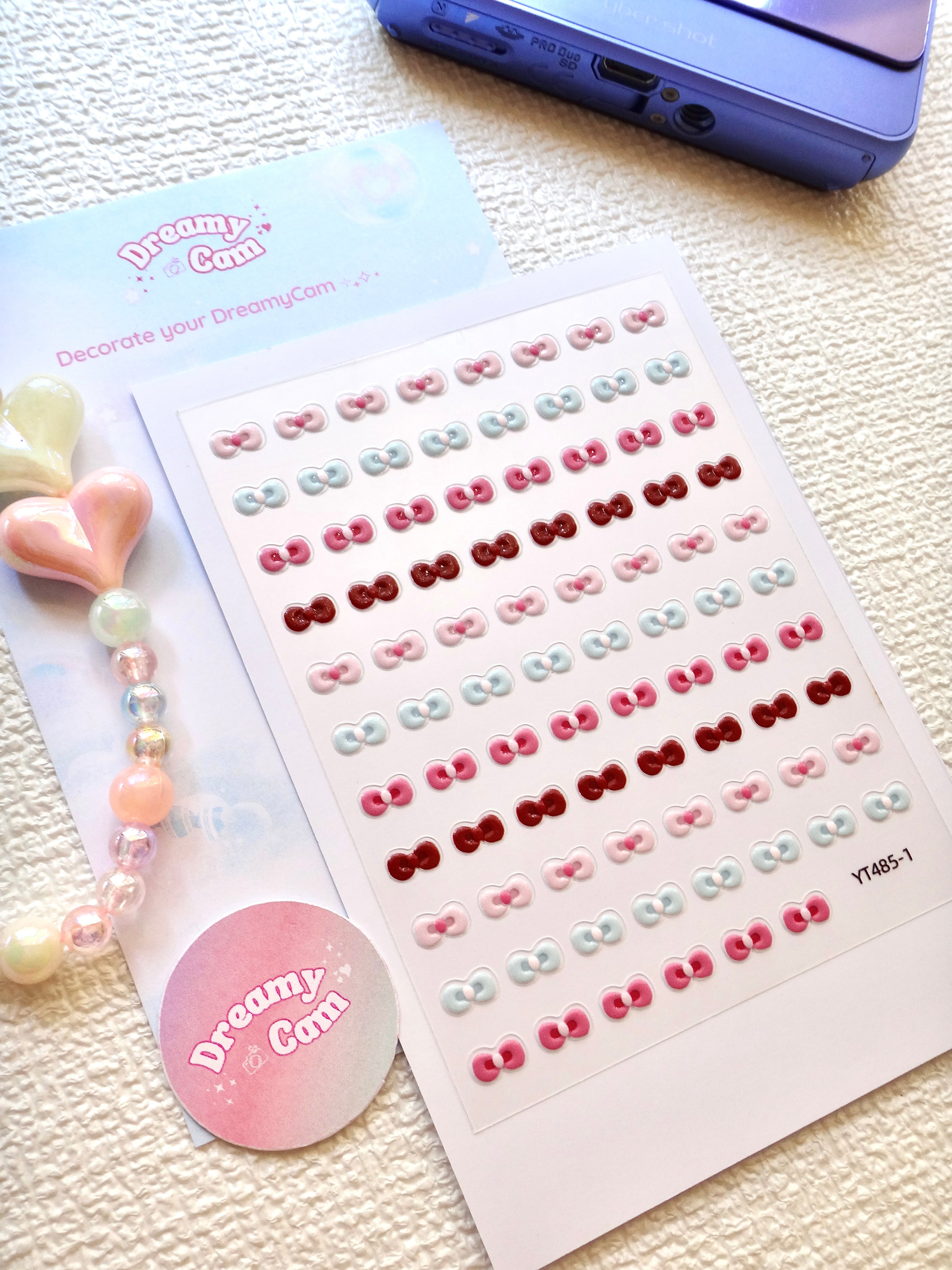 5D Camera Stickers – Bow & Hearts - Kitty Bow