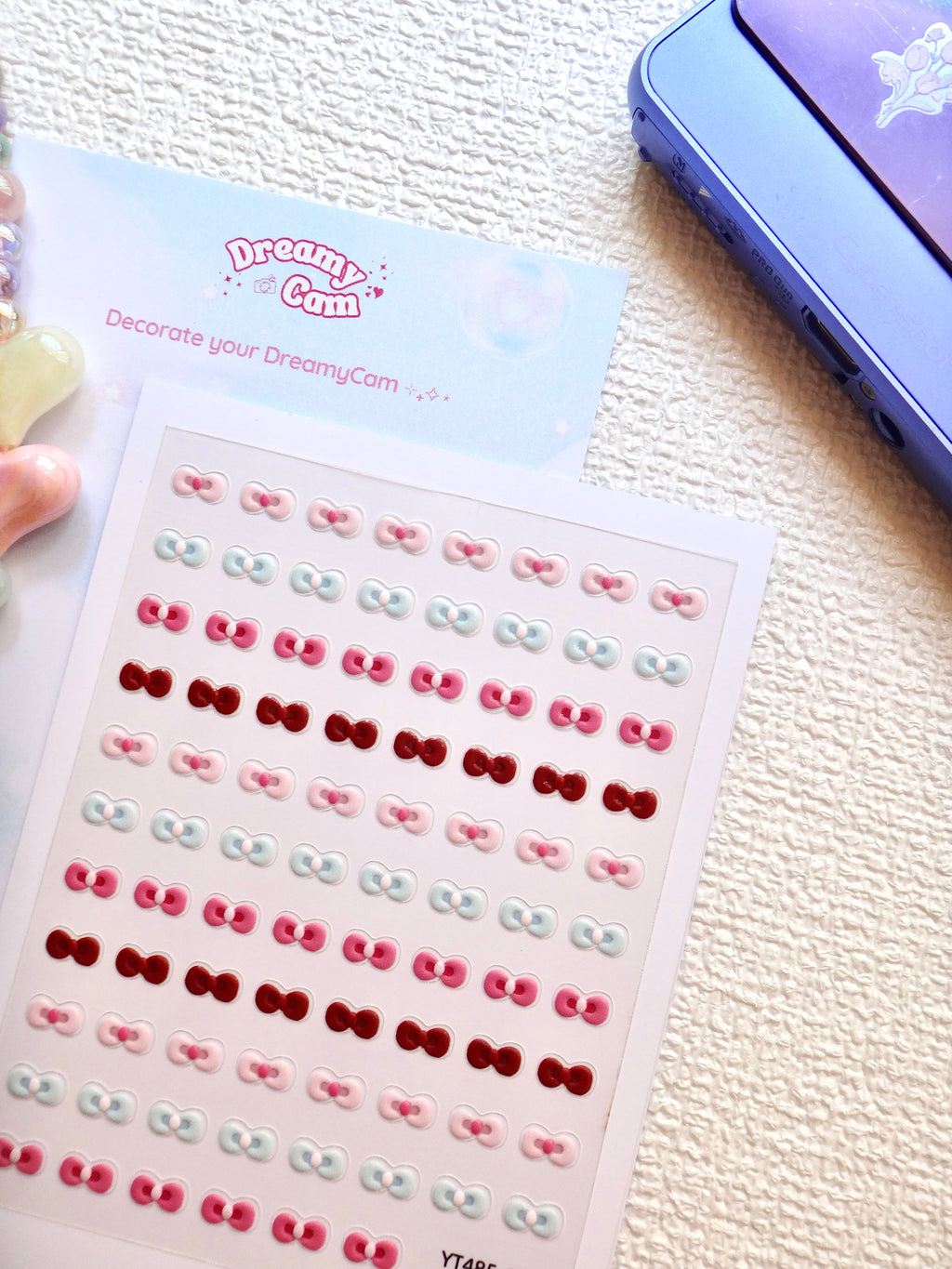 5D Camera Stickers – Bow & Hearts - Kitty Bow