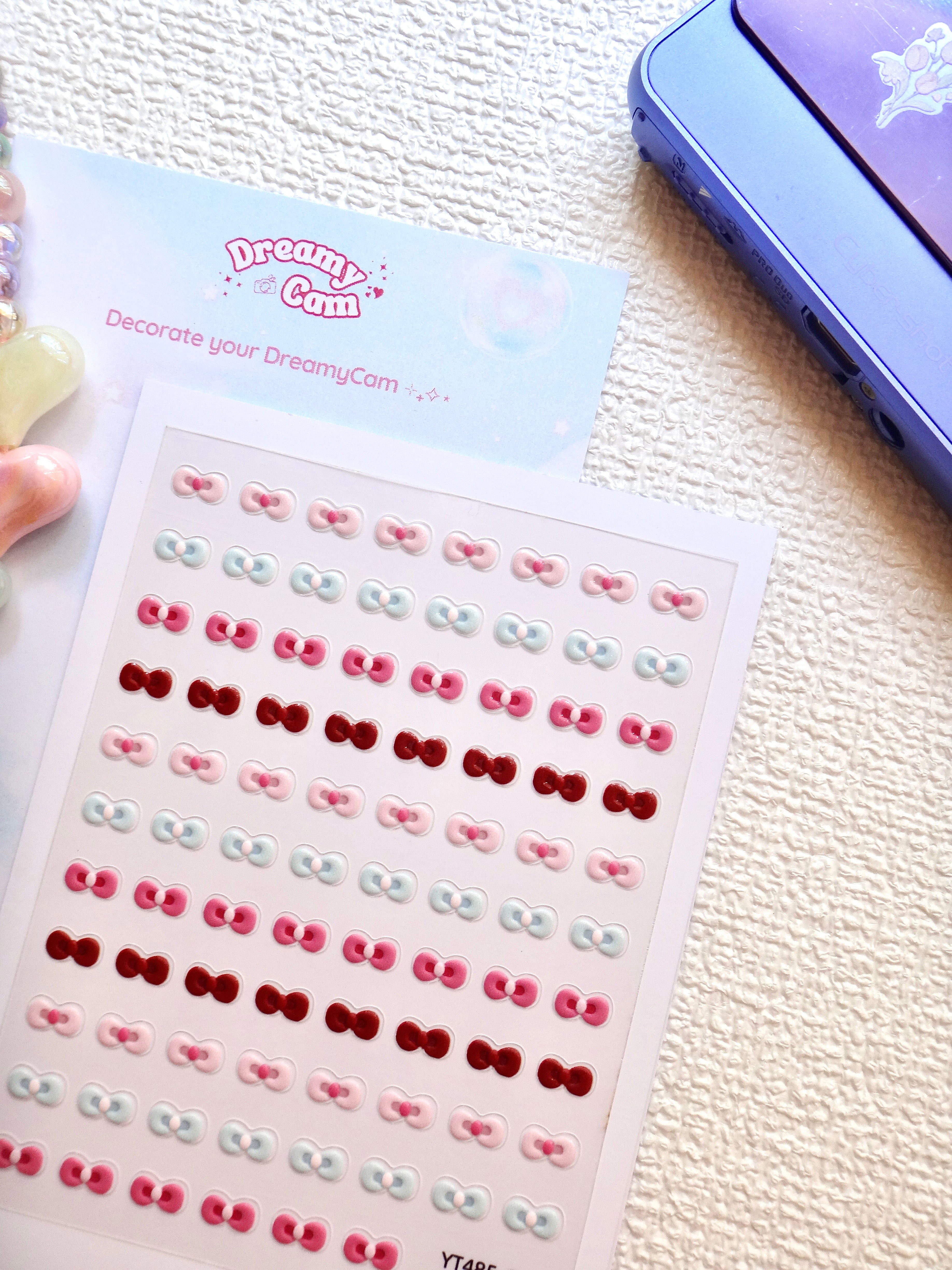 5D Camera Stickers – Bow & Hearts - Kitty Bow