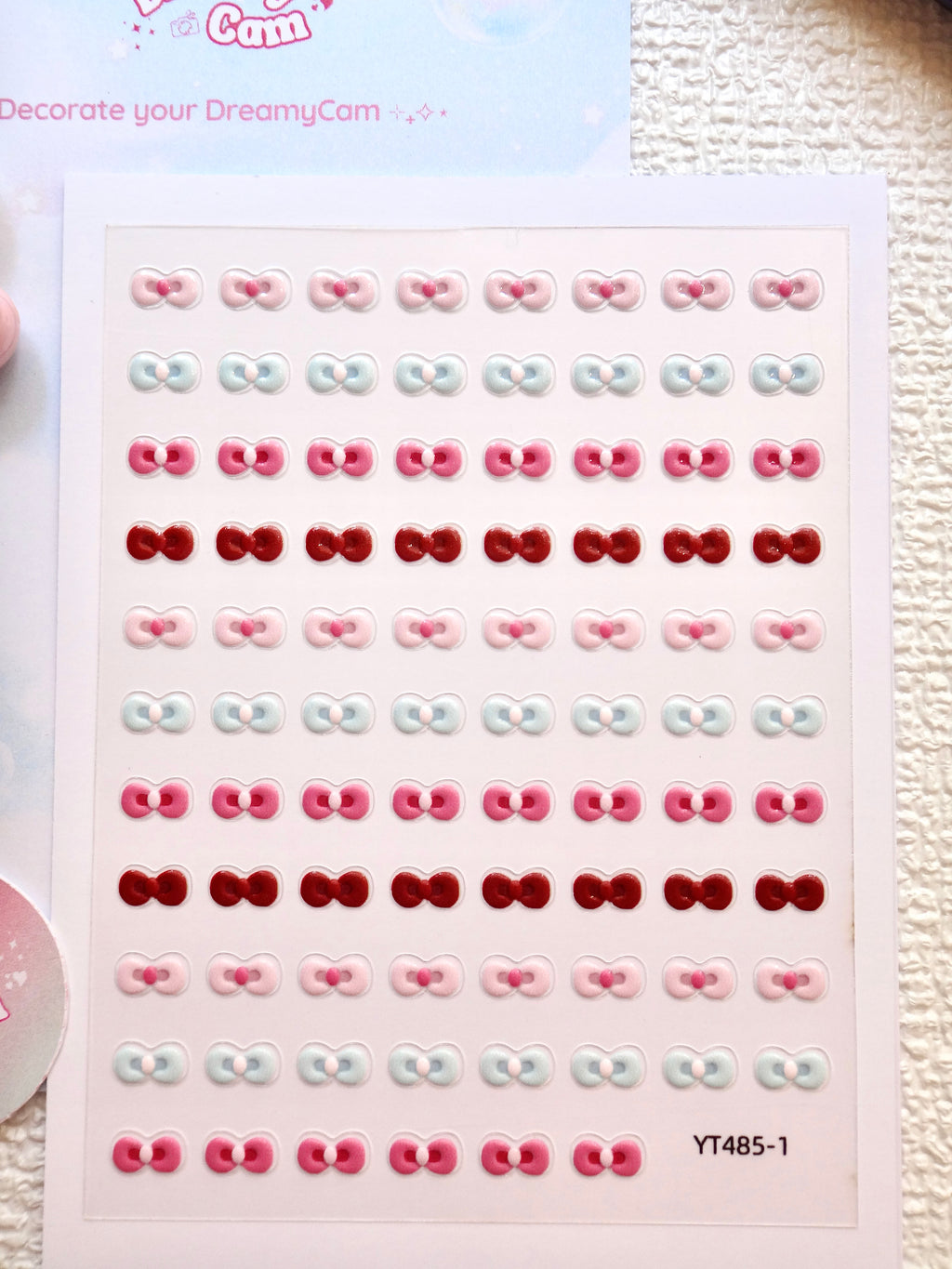 5D Camera Stickers – Bow & Hearts - Kitty Bow