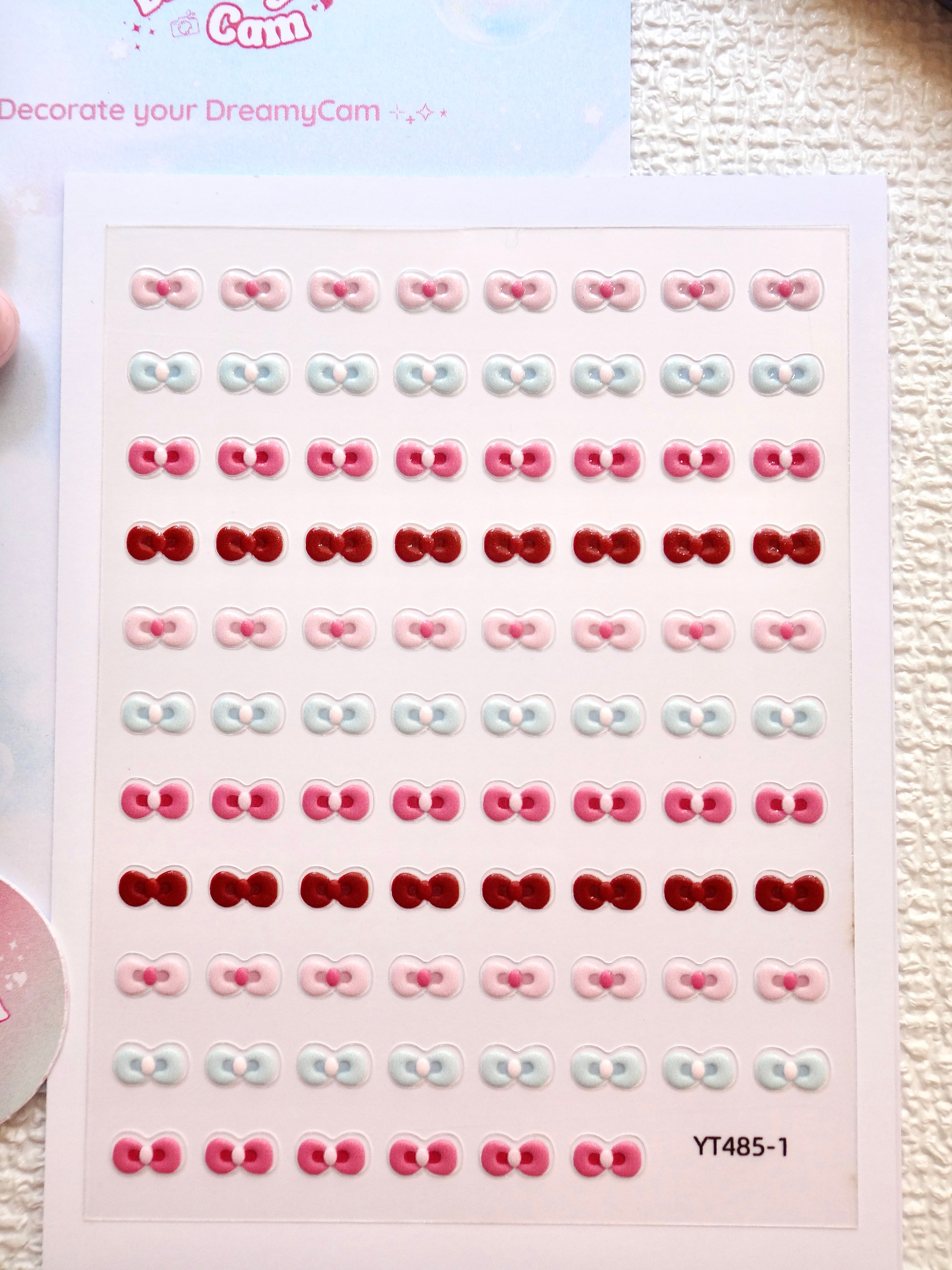 5D Camera Stickers – Bow & Hearts - Kitty Bow