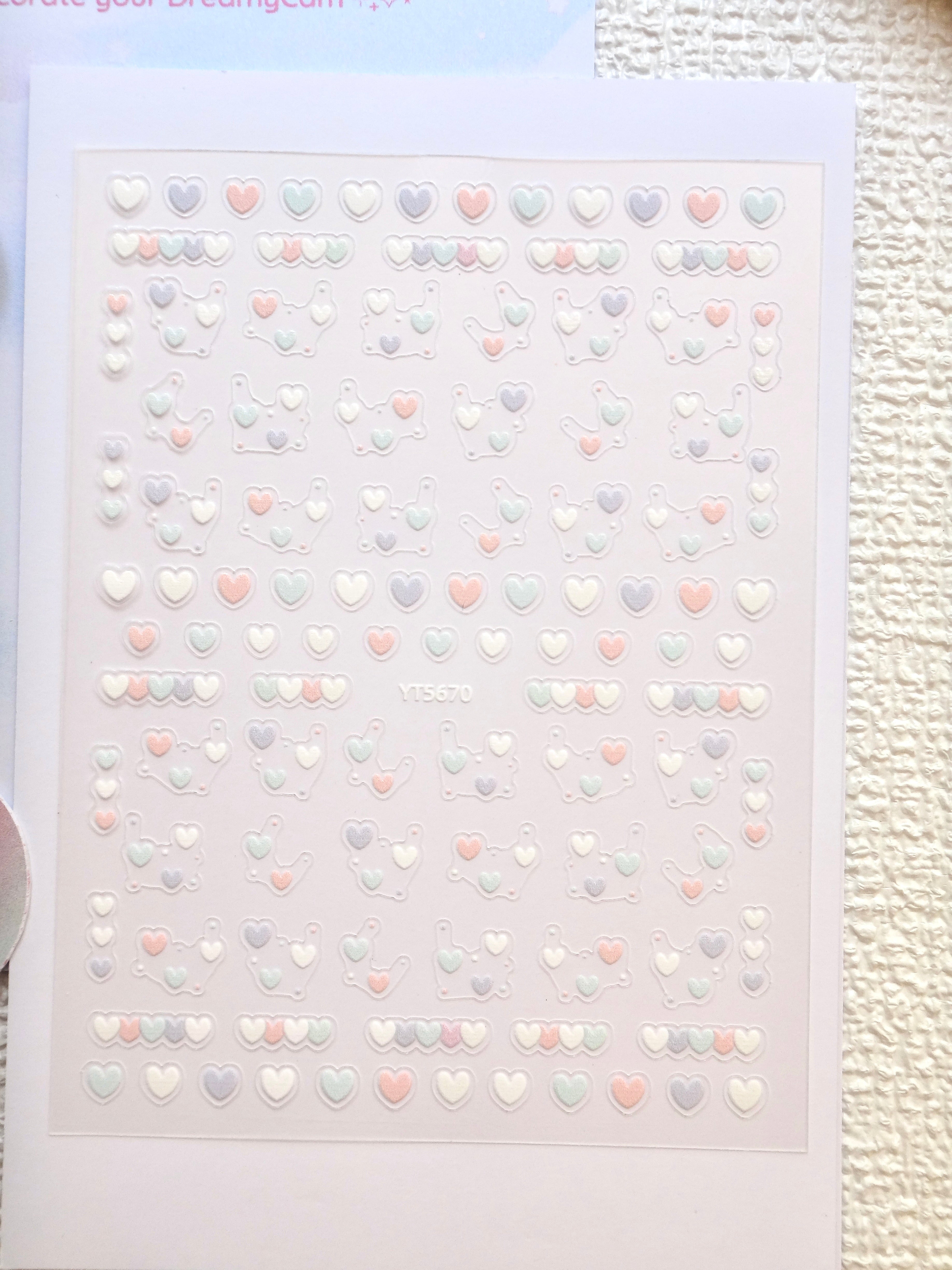 5D Camera Stickers – Bow & Hearts - Pastel Lilac Hearts