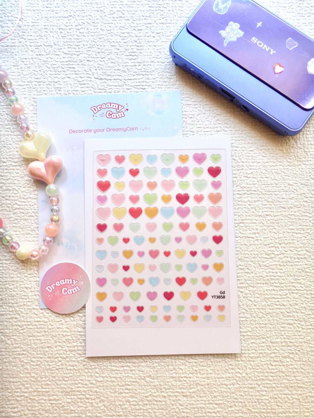 5D Camera Stickers – Bow & Hearts - Jelly Hearts