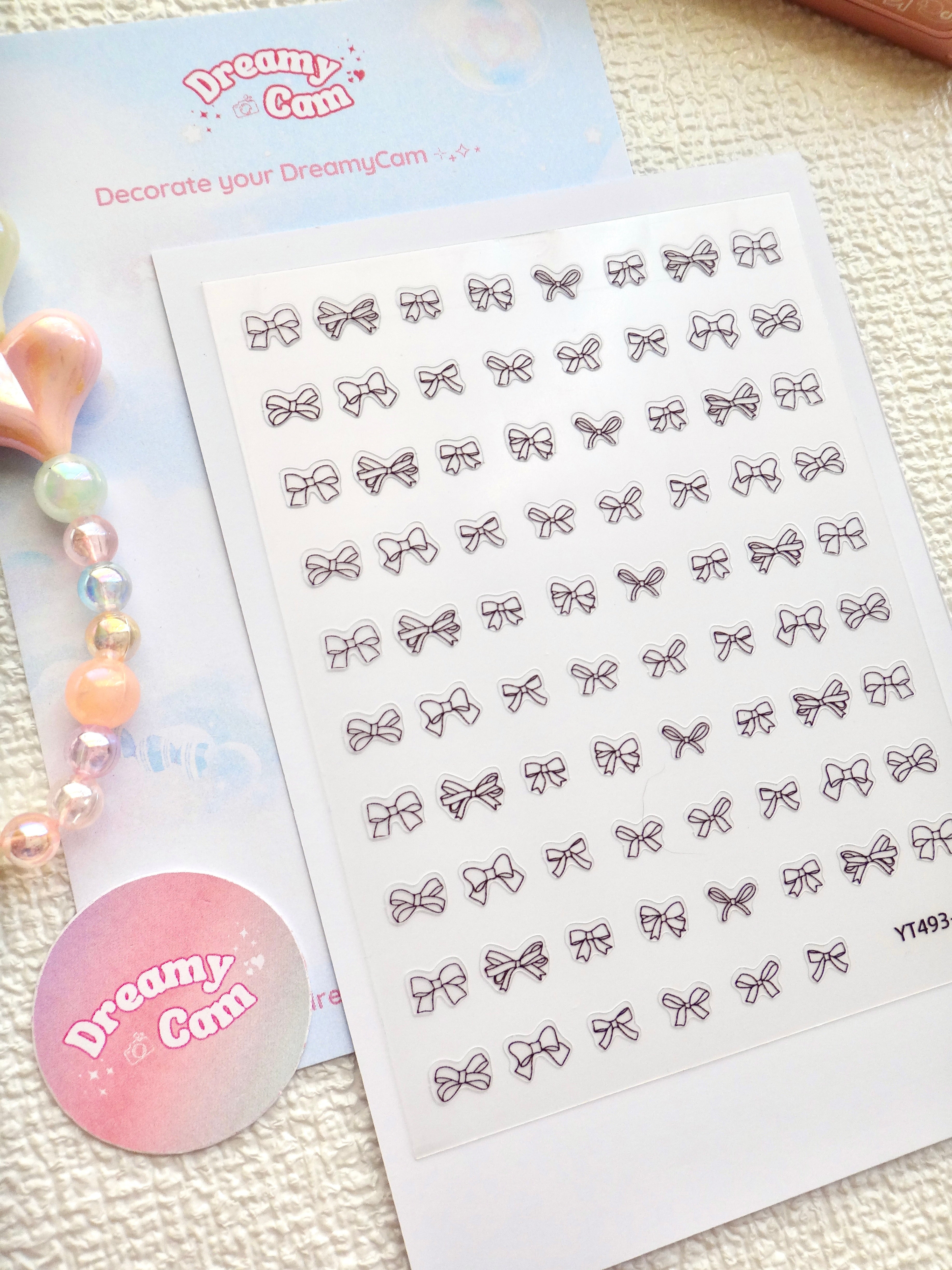 5D Camera Stickers – Bow & Hearts - Black Small Bow