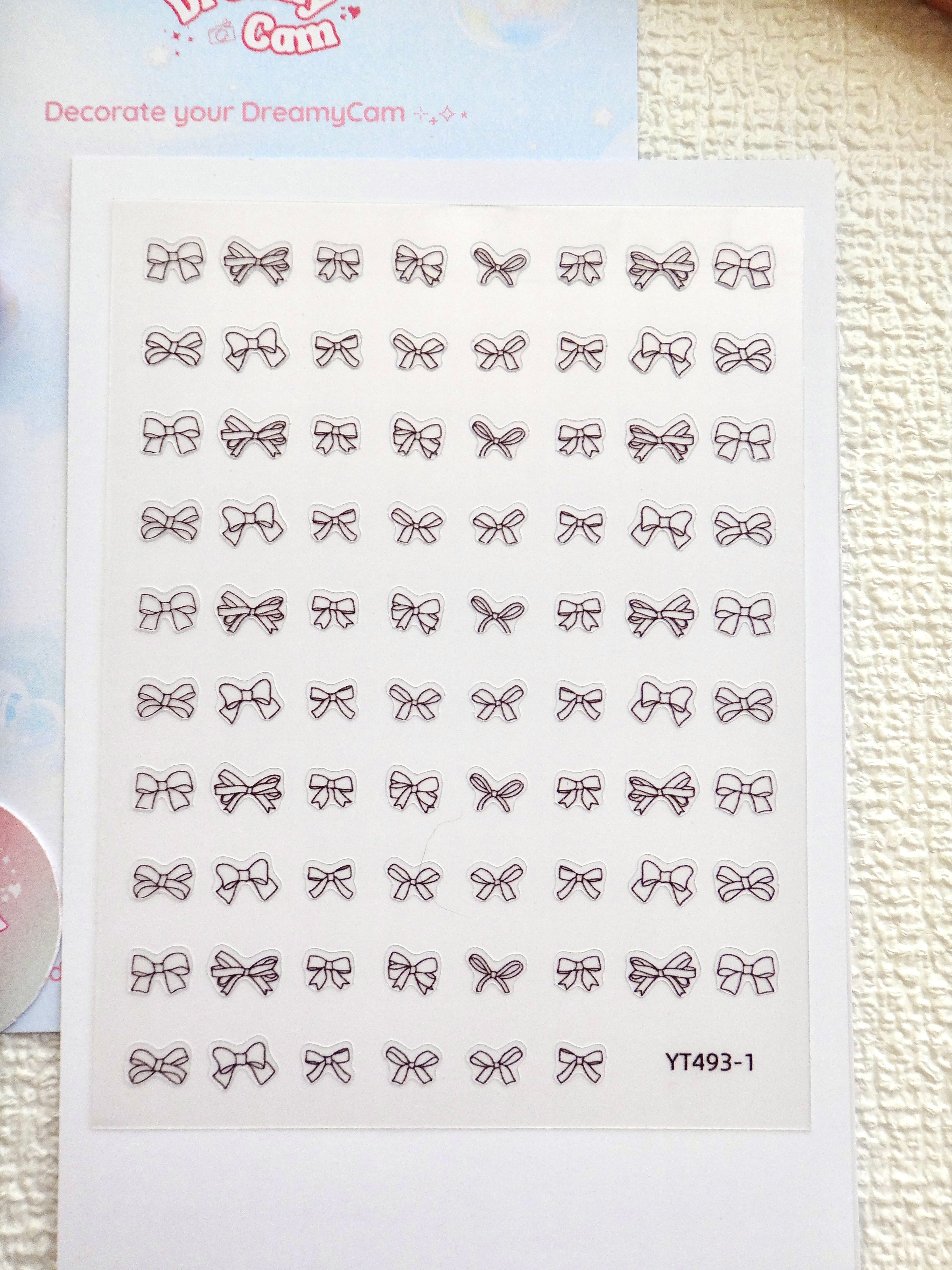 5D Camera Stickers – Bow & Hearts - Black Small Bow