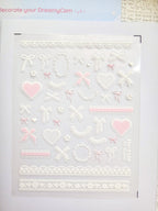 5D Camera Stickers – Bow & Hearts - Pink Lace Coquette