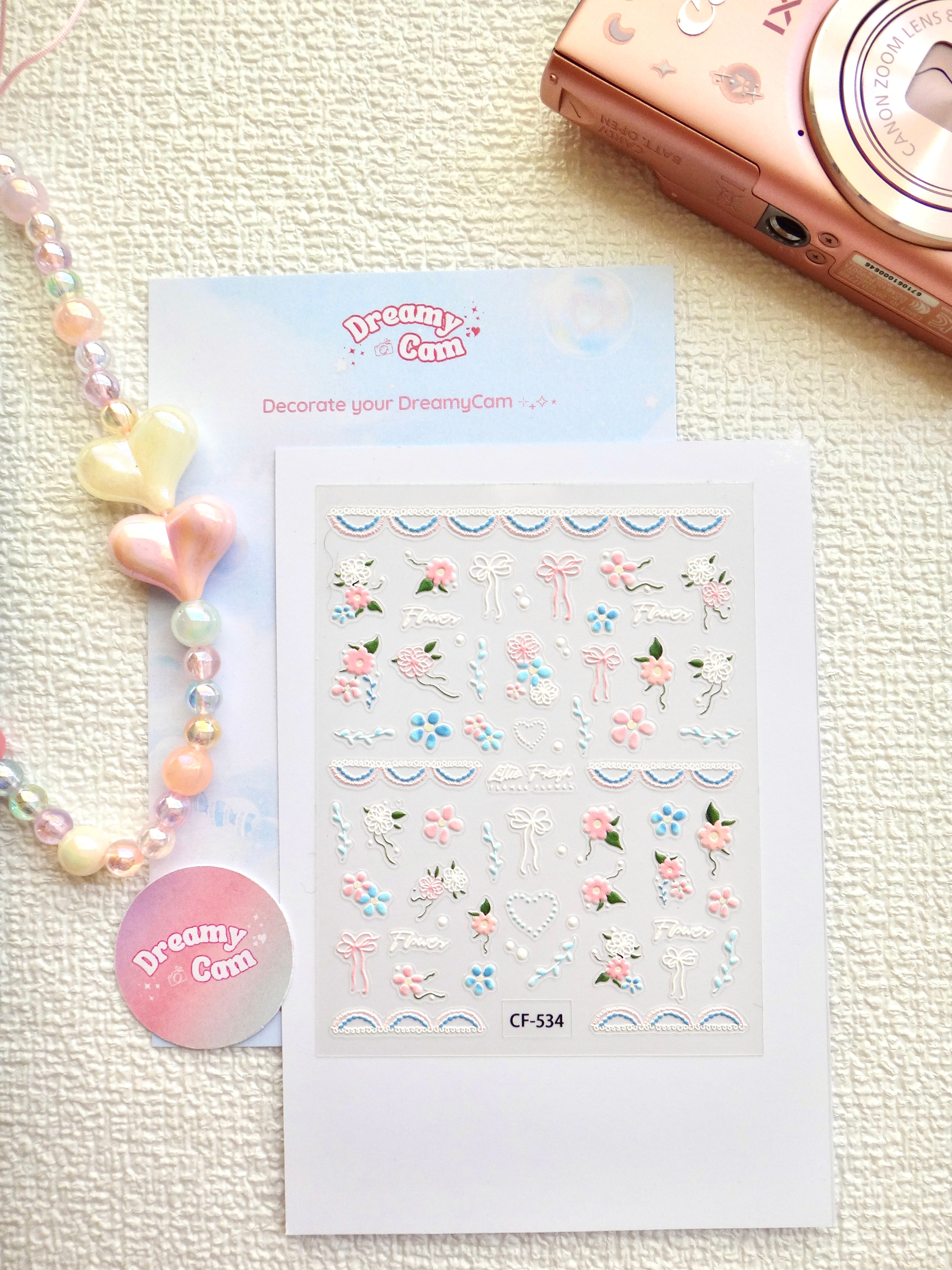 5D Camera Stickers – Floral - Blue Pink Floral