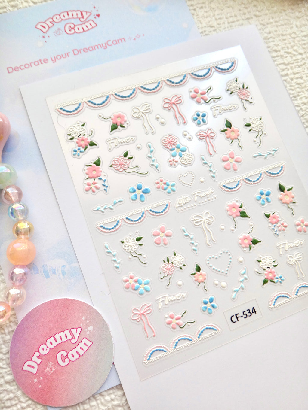 5D Camera Stickers – Floral - Blue Pink Floral