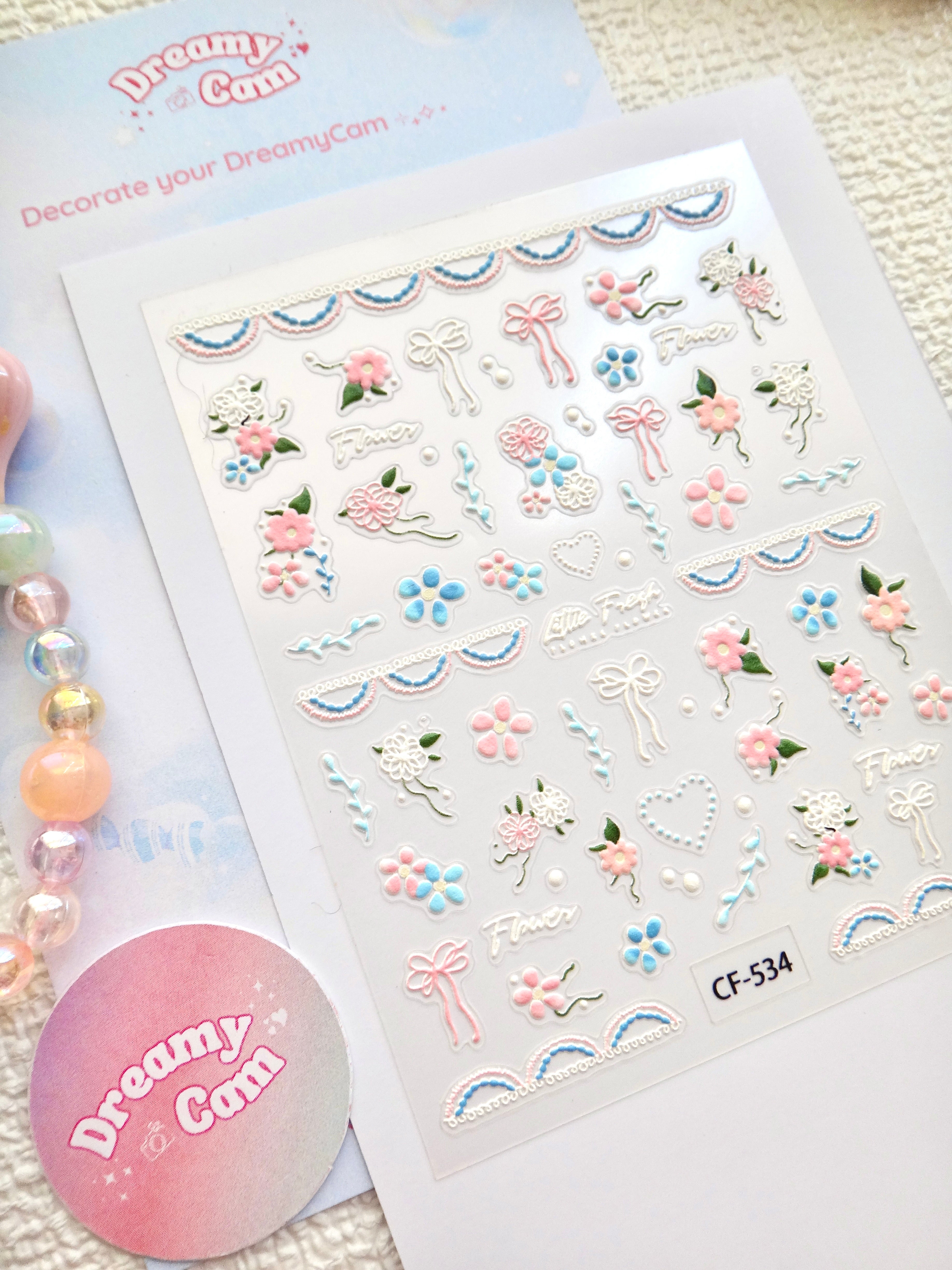 5D Camera Stickers – Floral - Blue Pink Floral