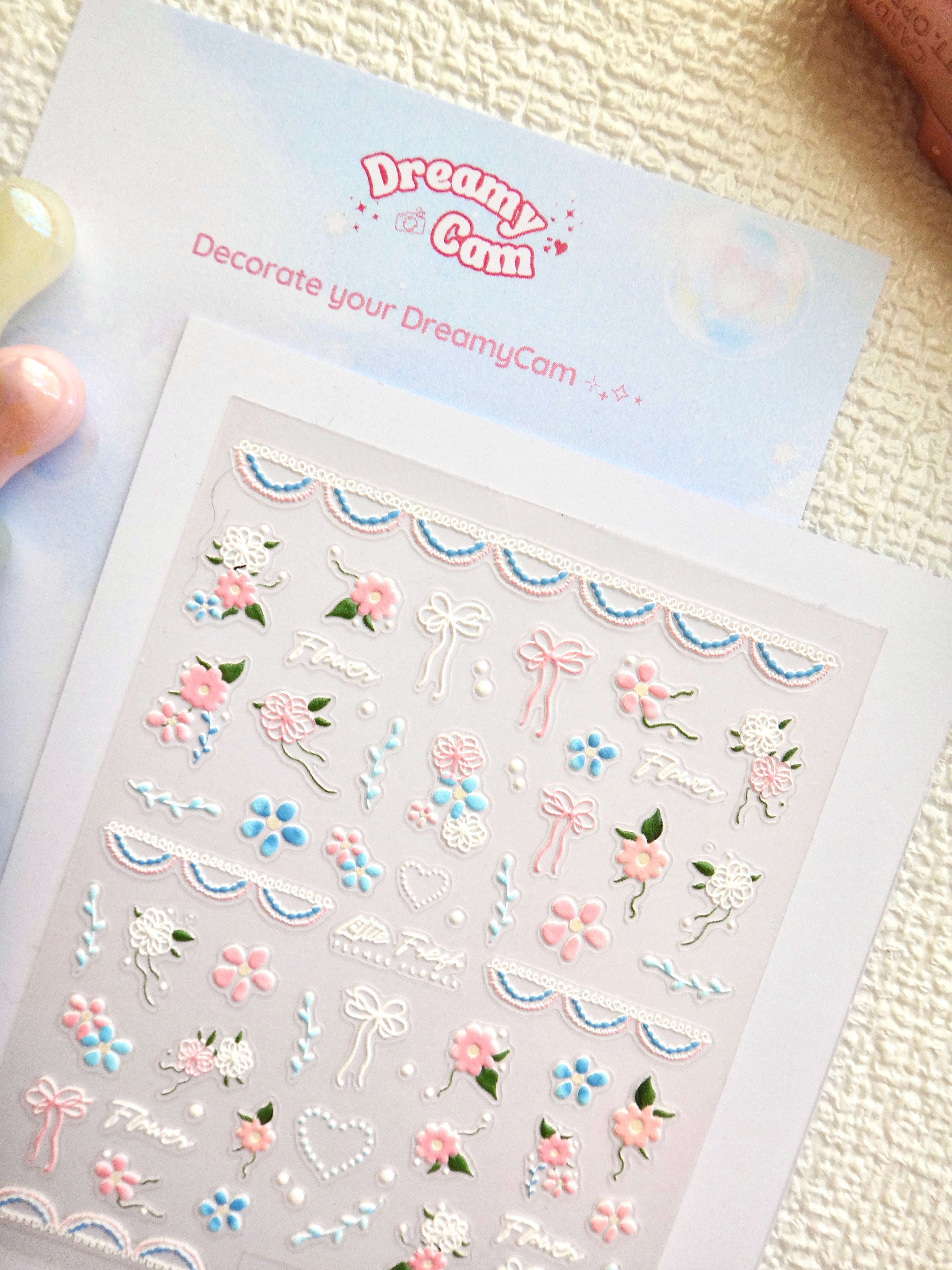 5D Camera Stickers – Floral - Blue Pink Floral