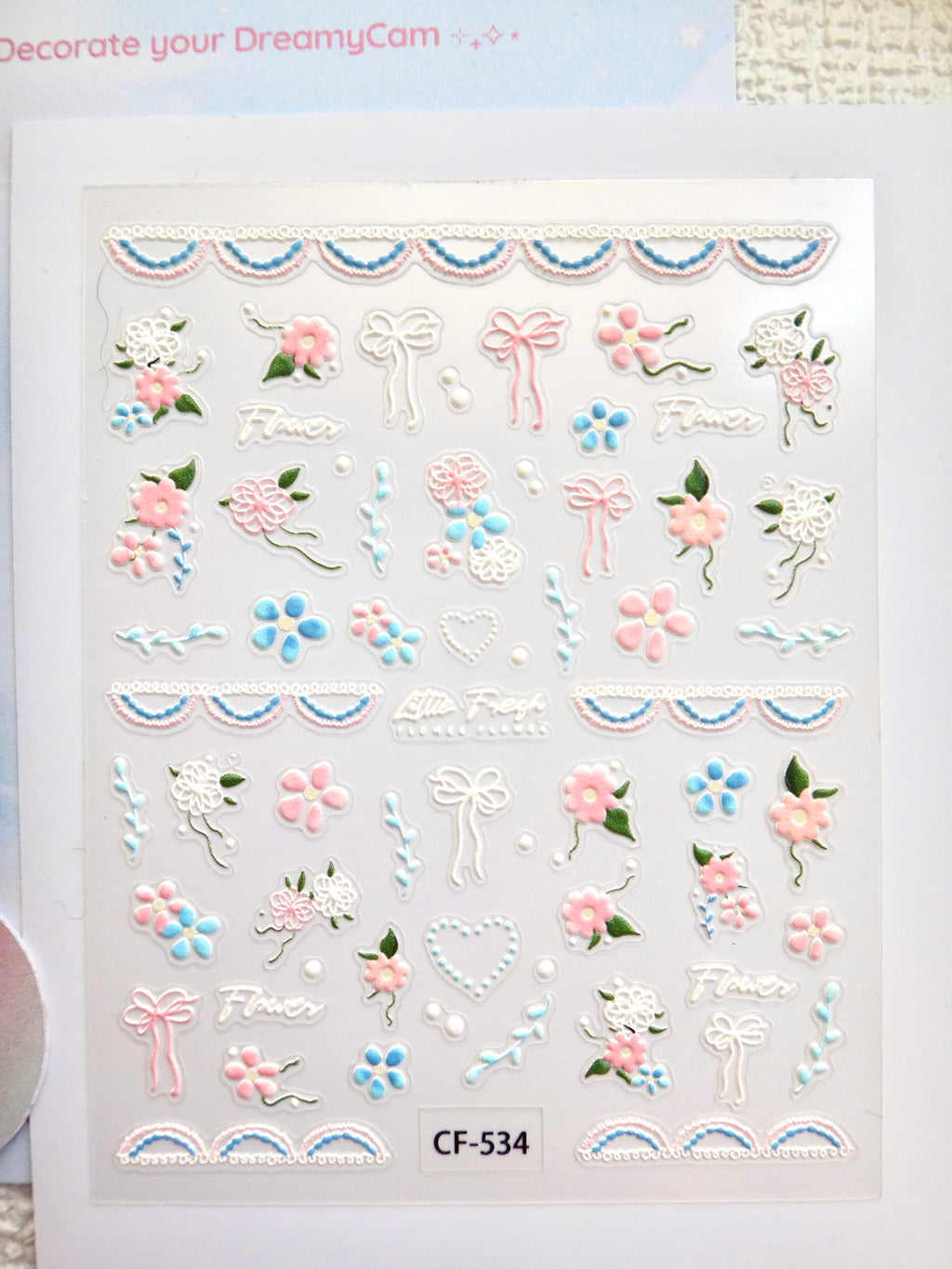 5D Camera Stickers – Floral - Blue Pink Floral