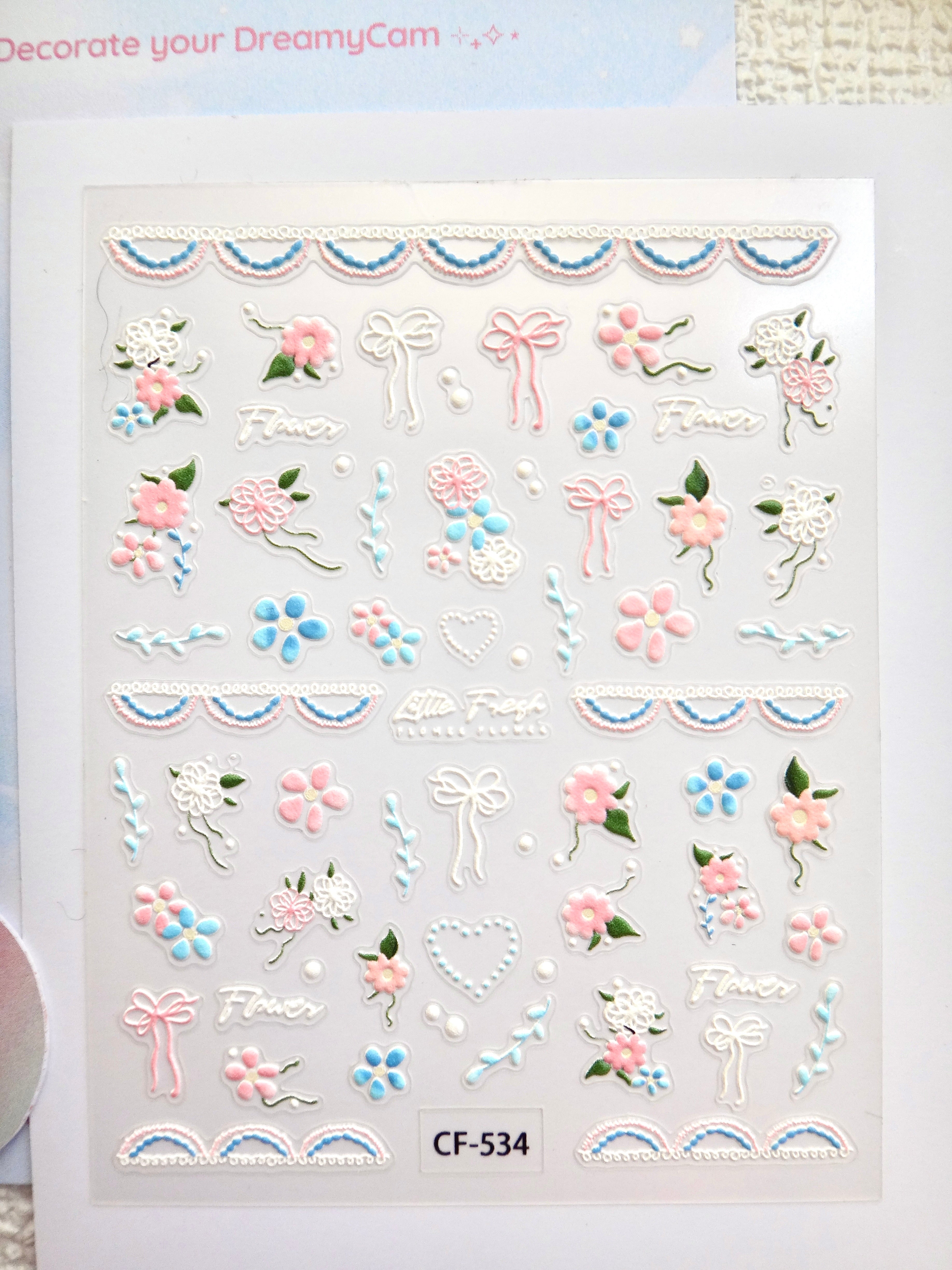 5D Camera Stickers – Floral - Blue Pink Floral