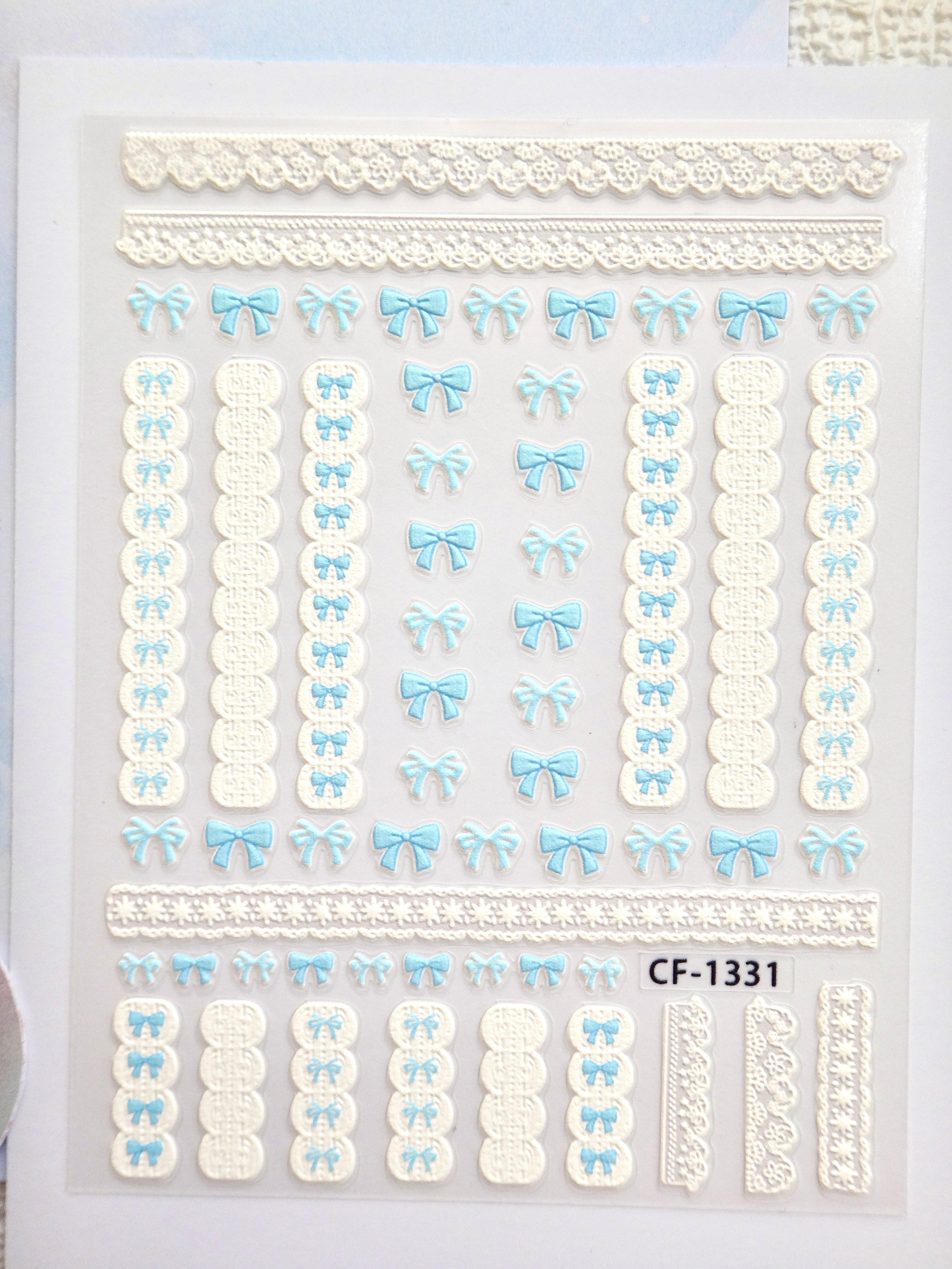 5D Camera Stickers – Bow & Hearts - Blue Lace