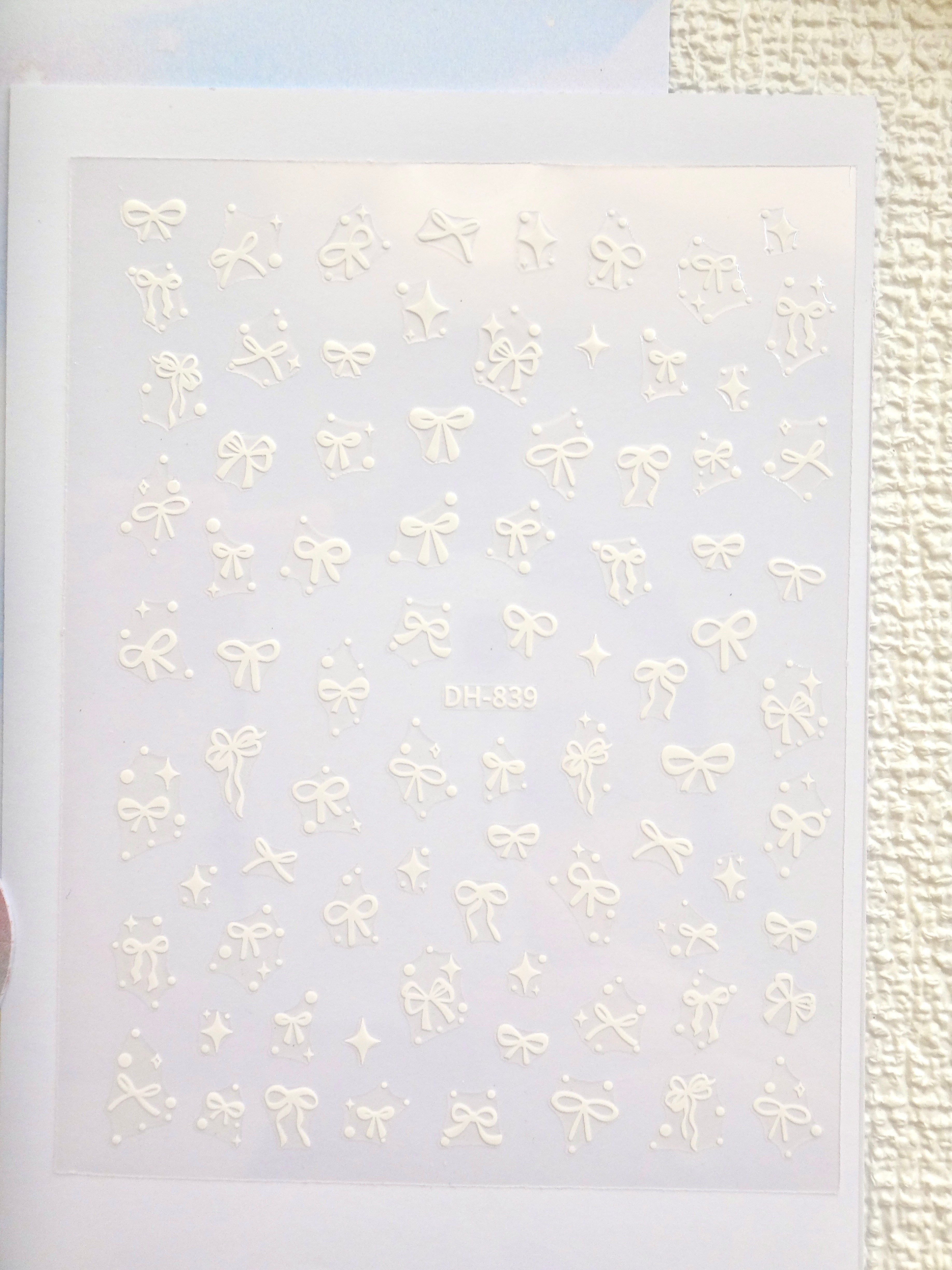 5D Camera Stickers – Bow & Hearts - Sparkle Small white Bow