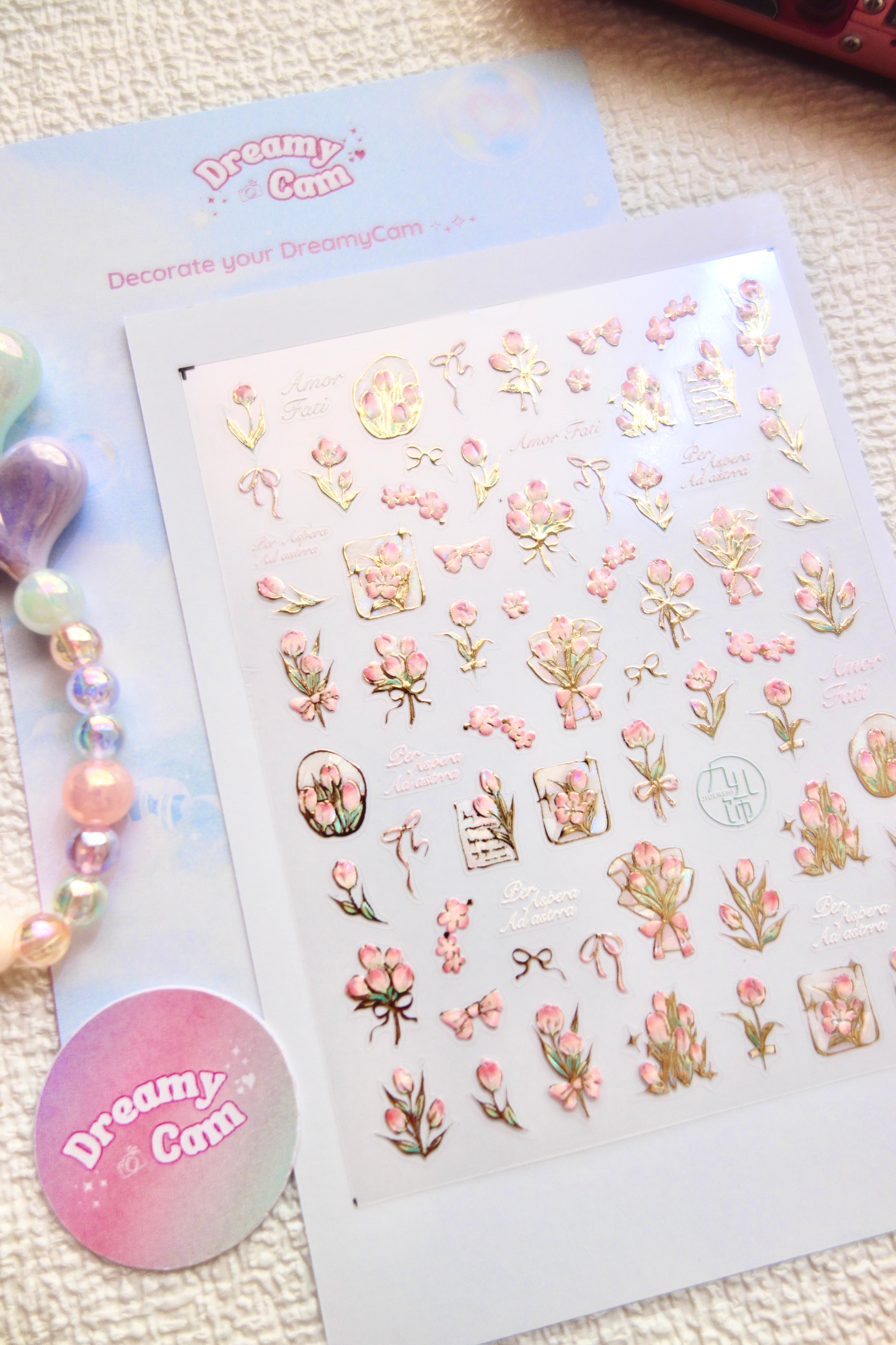 5D Camera Stickers – Floral - Gold List Floral