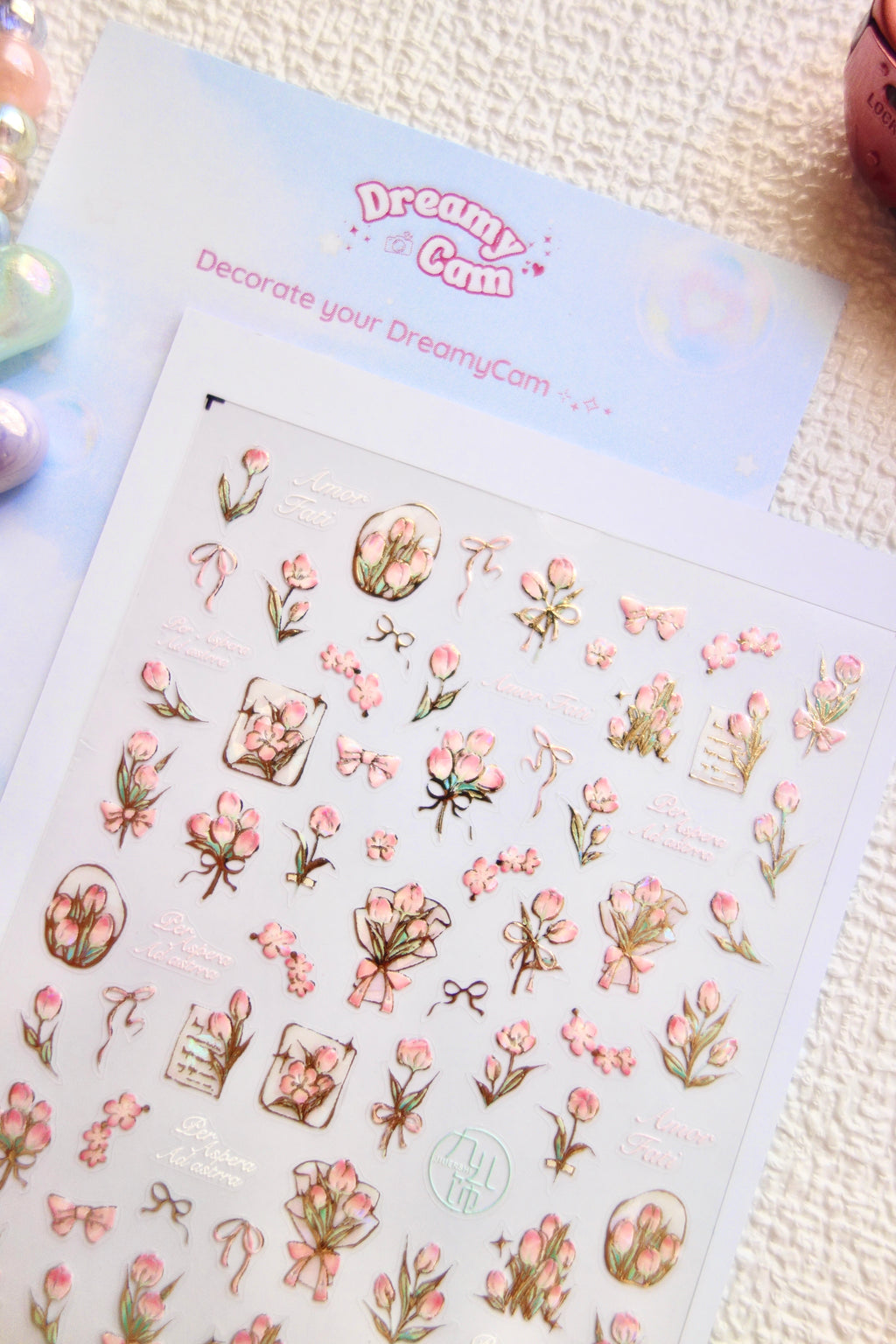 5D Camera Stickers – Floral - Gold List Floral