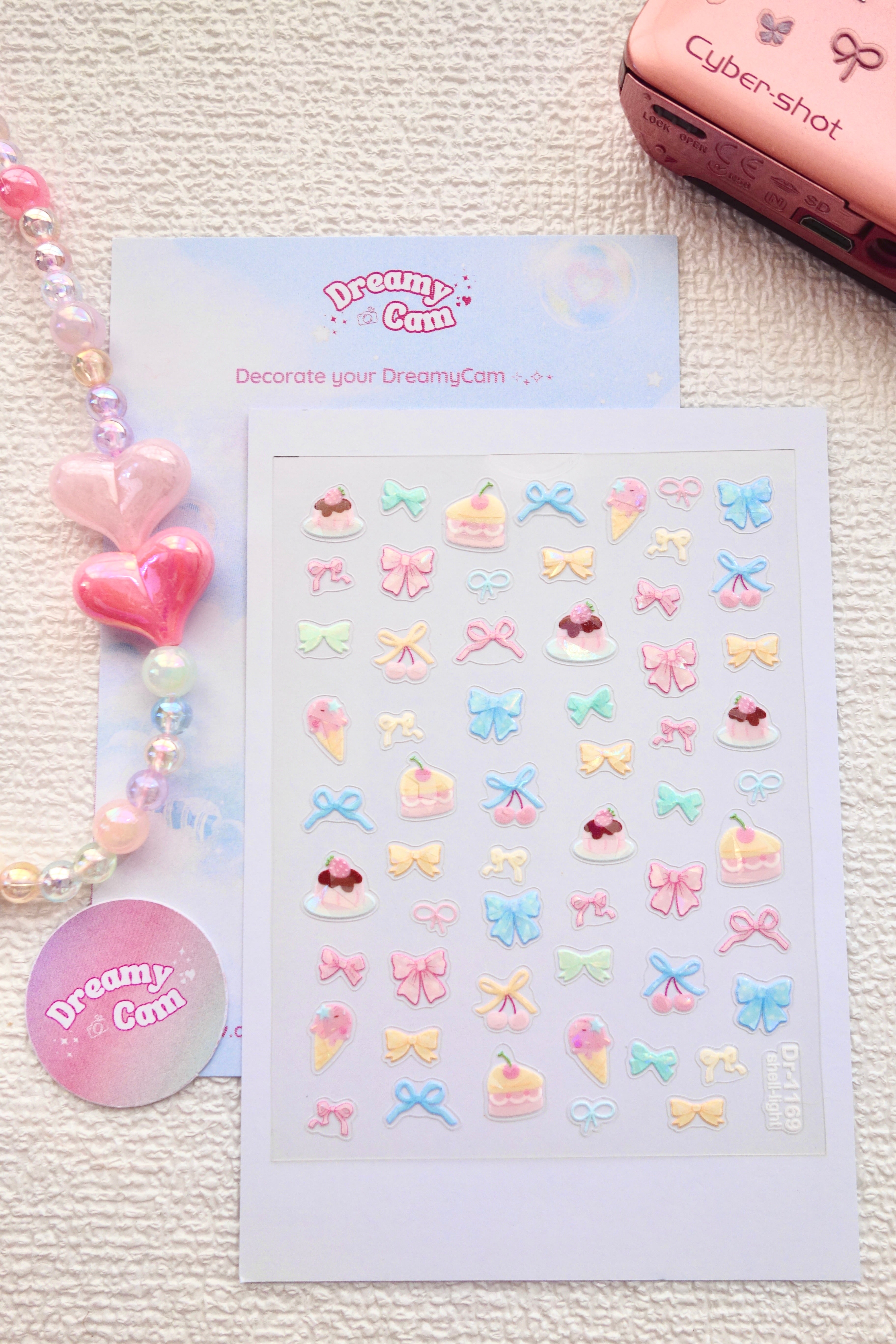 5D Camera Stickers – Bow & Hearts - Bow Cake
