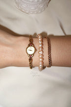 Vintage Seiko 1E20-0430 Ruby Accent Gold Bracelet Watch — Circa 1986