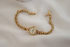 Vintage Seiko 1E20-0430 Ruby Accent Gold Bracelet Watch — Circa 1986